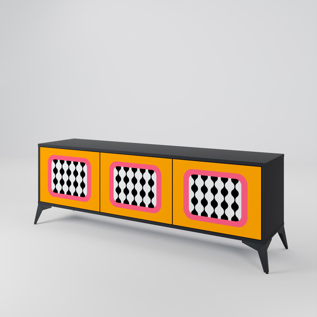 TEARS IN HEAVEN Móvel de TV com 3 Portas em Acabamento Preto