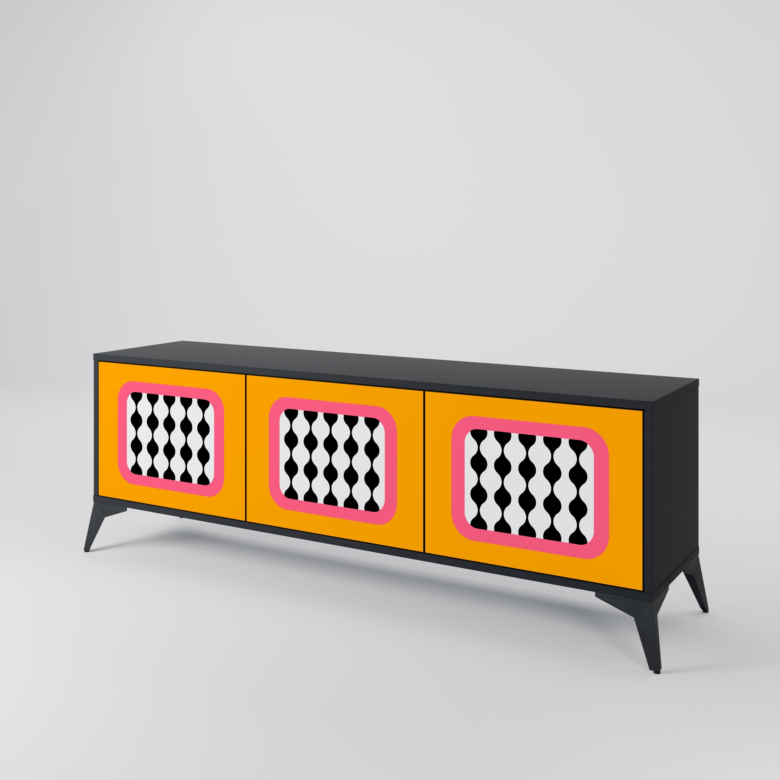 TEARS IN HEAVEN Móvel de TV com 3 Portas em Acabamento Preto