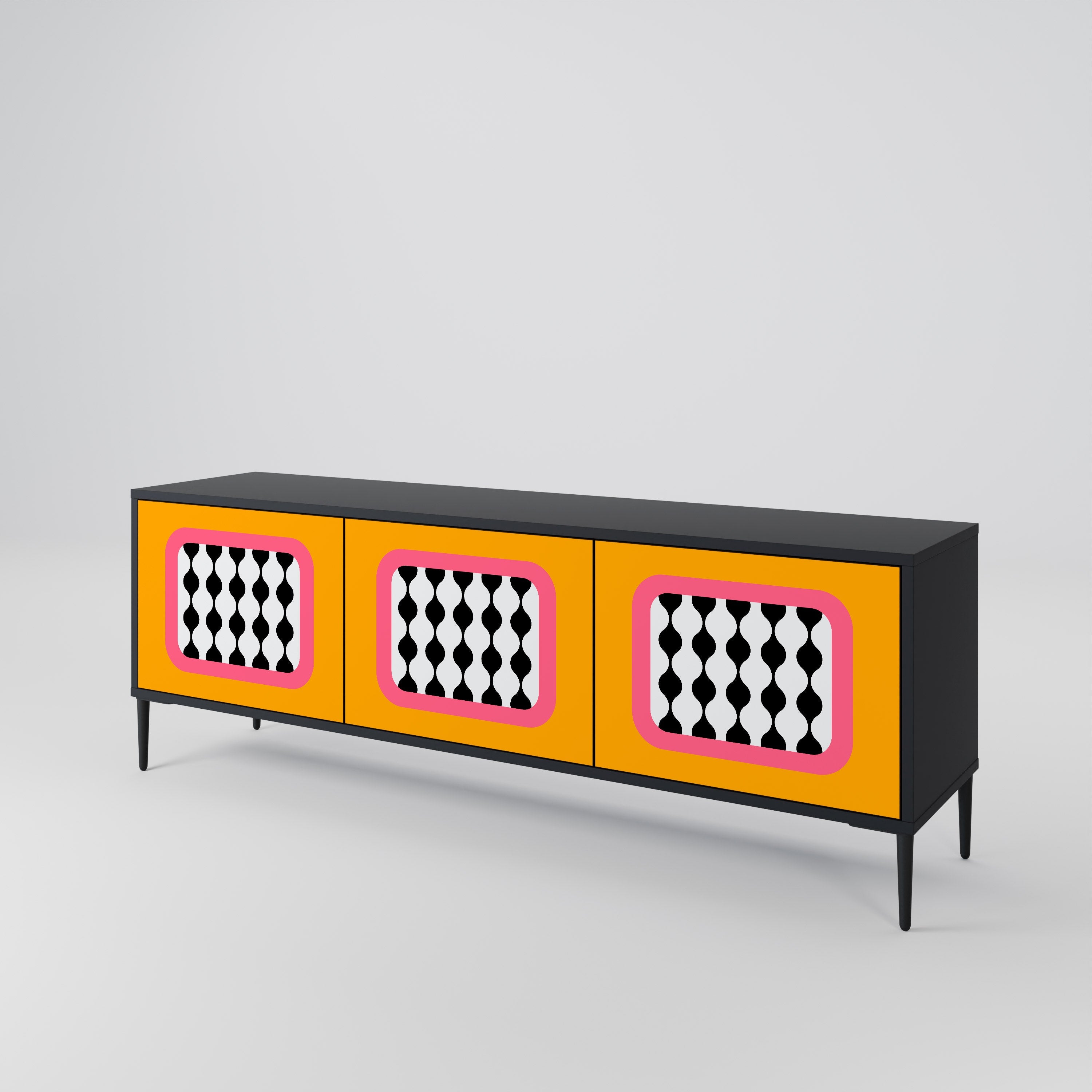 TEARS IN HEAVEN Móvel de TV com 3 Portas em Acabamento Preto