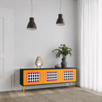 TEARS IN HEAVEN Móvel de TV com 3 Portas em Acabamento Preto