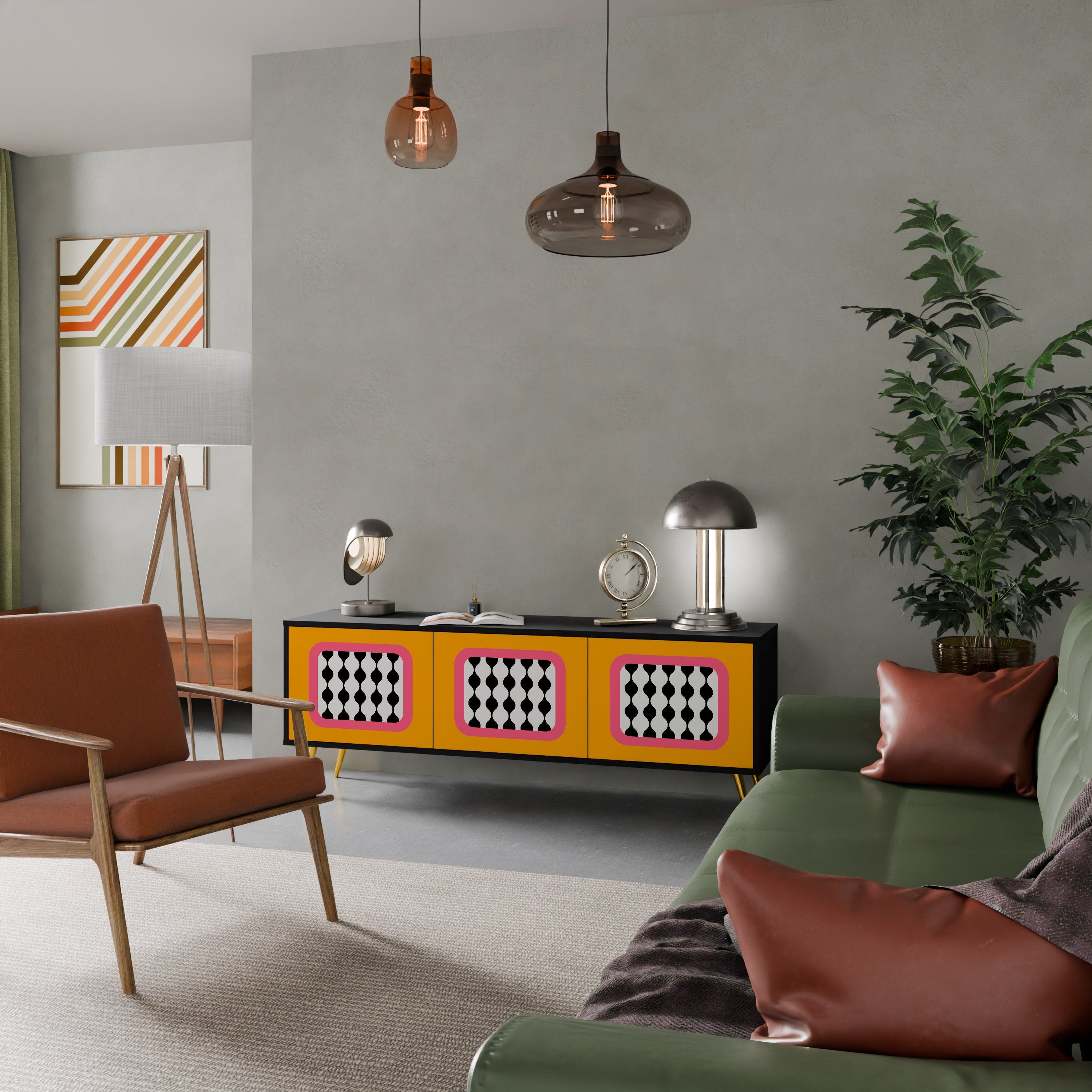 TEARS IN HEAVEN Móvel de TV com 3 Portas em Acabamento Preto