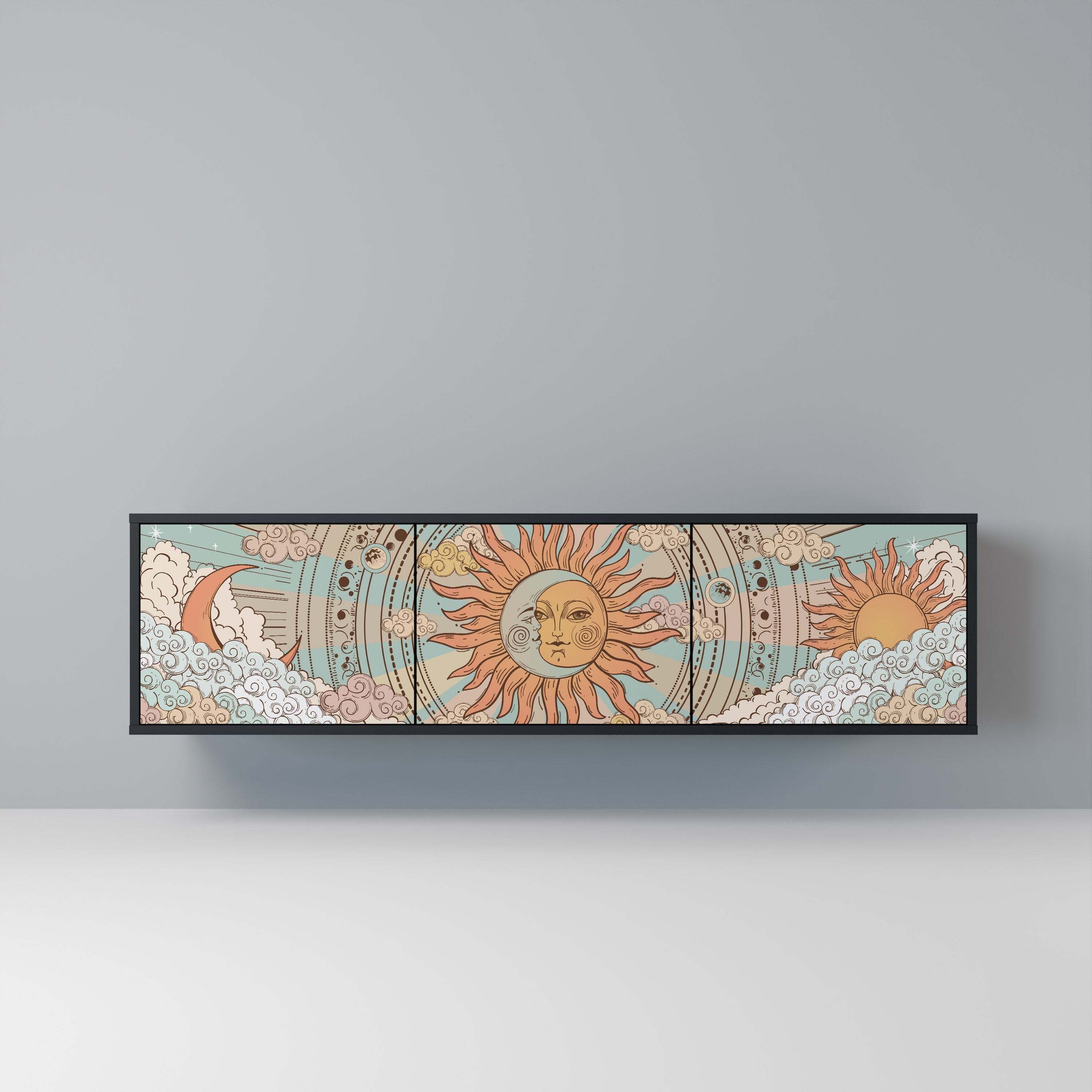 MYSTICAL STRUCTURE Móvel de TV com 3 Portas em Acabamento Preto