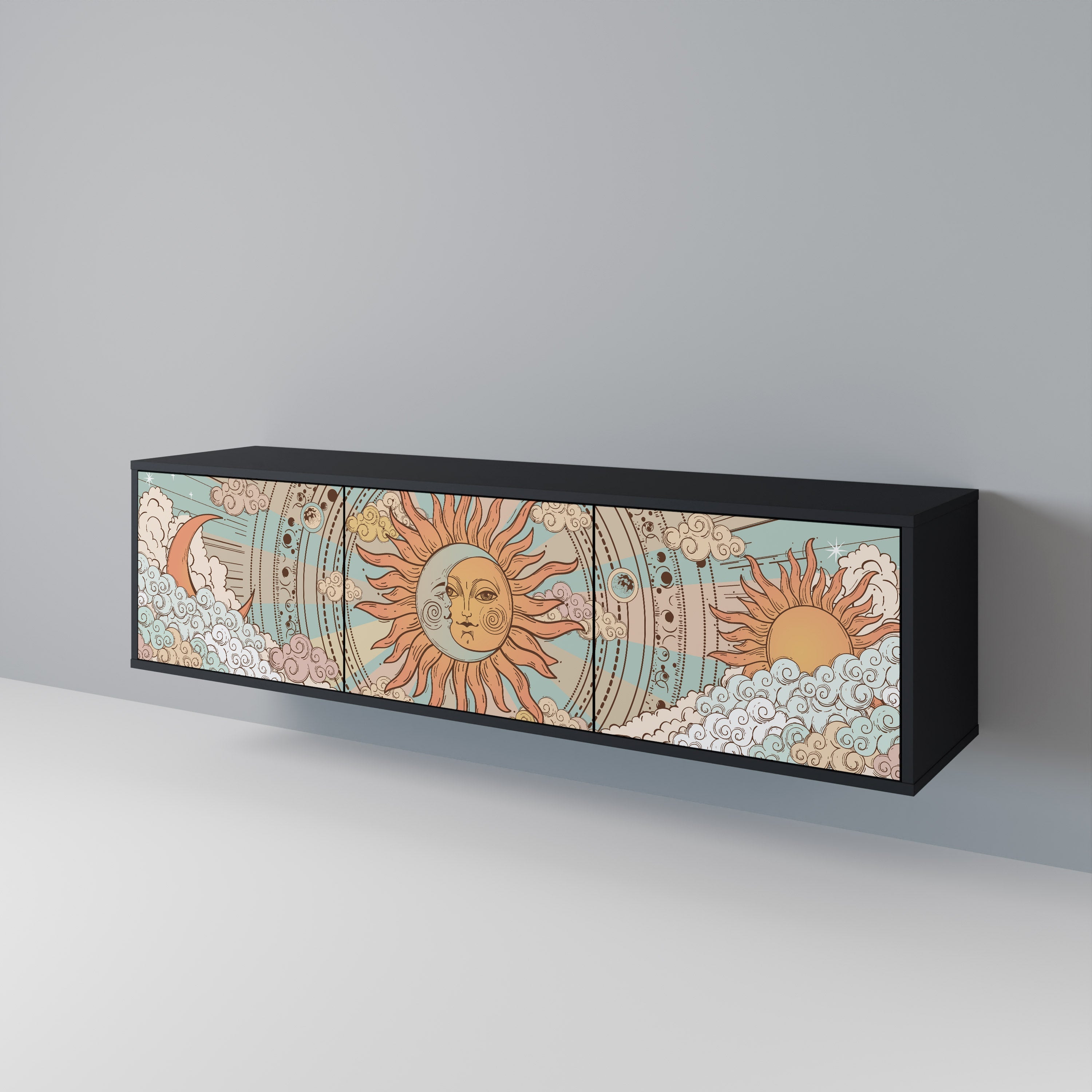 MYSTICAL STRUCTURE Móvel de TV com 3 Portas em Acabamento Preto