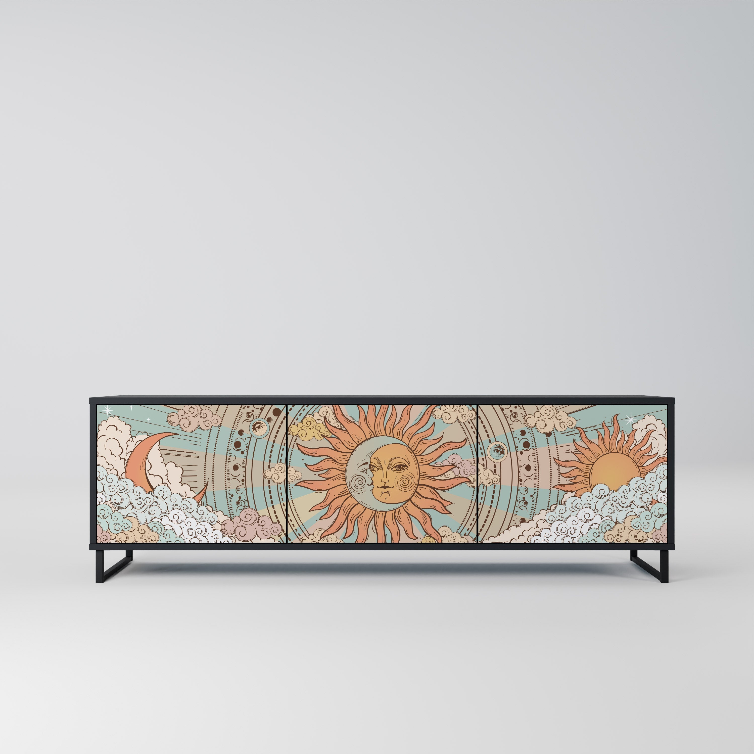 MYSTICAL STRUCTURE Móvel de TV com 3 Portas em Acabamento Preto