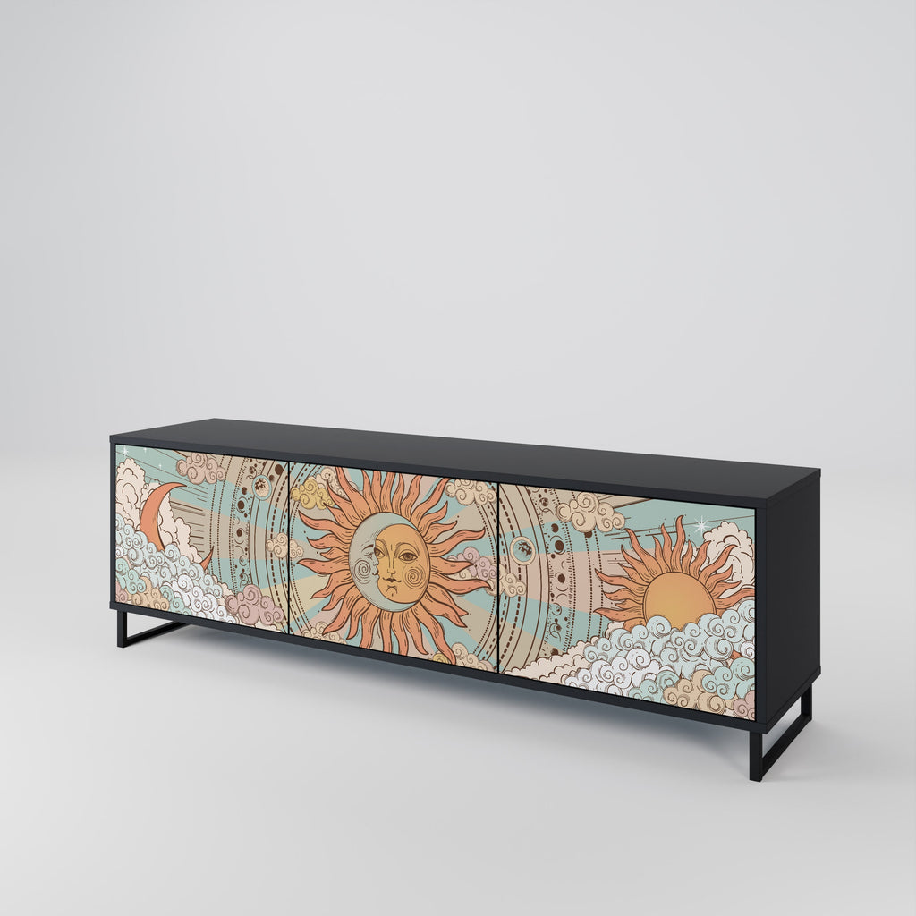 MYSTICAL STRUCTURE Móvel de TV com 3 Portas em Acabamento Preto