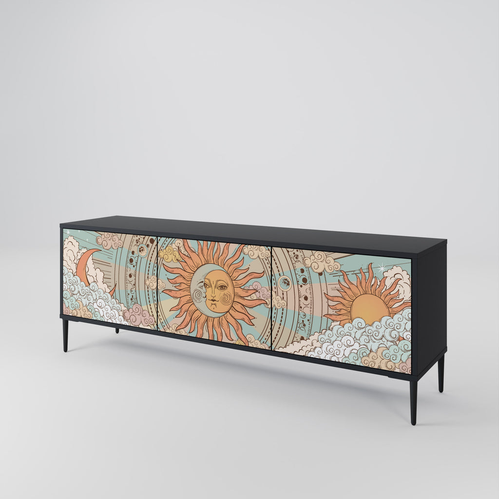 MYSTICAL STRUCTURE Móvel de TV com 3 Portas em Acabamento Preto