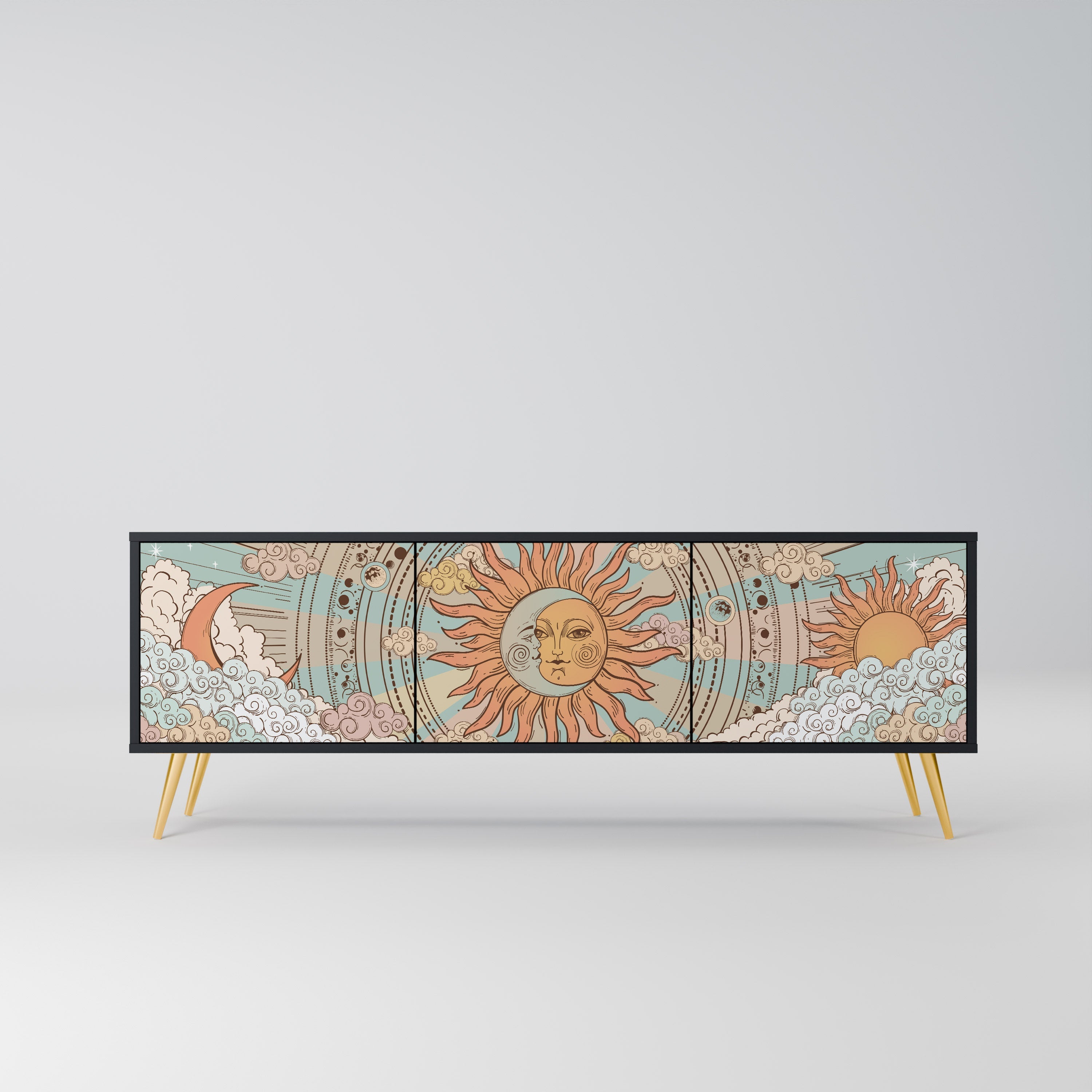 MYSTICAL STRUCTURE Móvel de TV com 3 Portas em Acabamento Preto