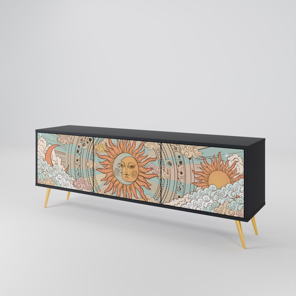 MYSTICAL STRUCTURE Móvel de TV com 3 Portas em Acabamento Preto