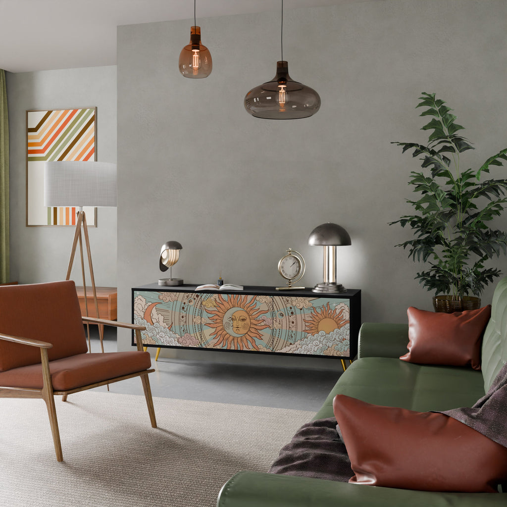 MYSTICAL STRUCTURE Móvel de TV com 3 Portas em Acabamento Preto