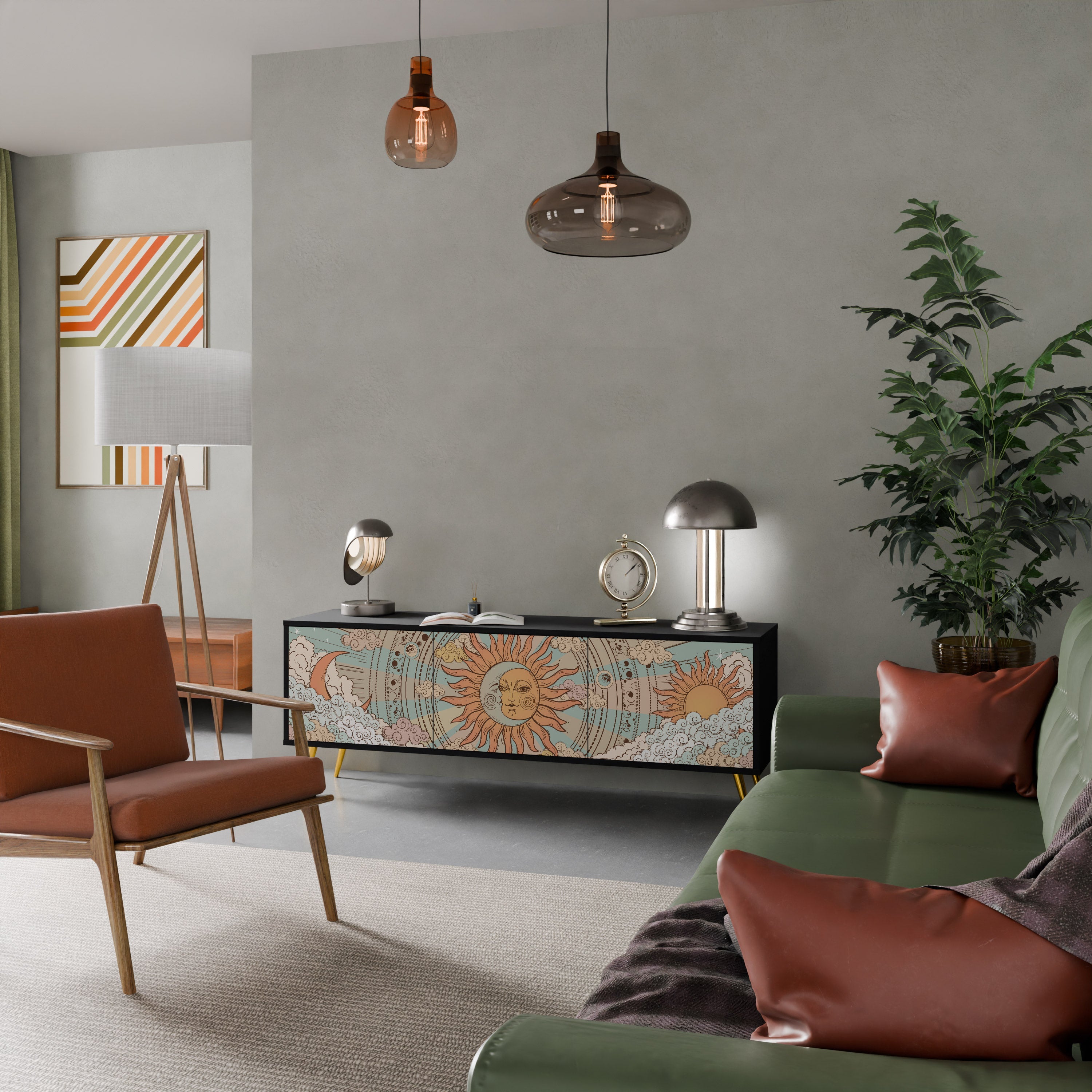 MYSTICAL STRUCTURE Móvel de TV com 3 Portas em Acabamento Preto