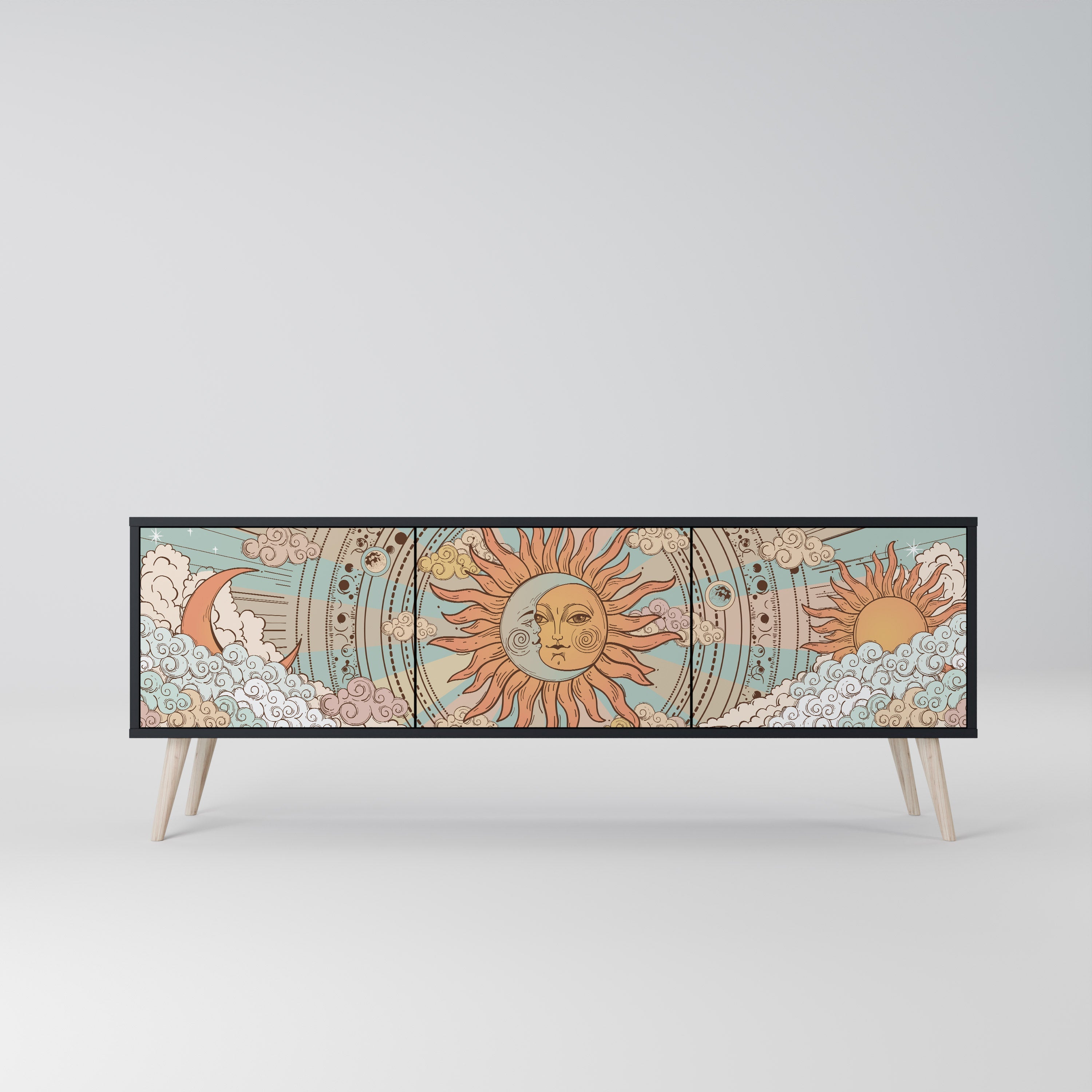 MYSTICAL STRUCTURE Móvel de TV com 3 Portas em Acabamento Preto