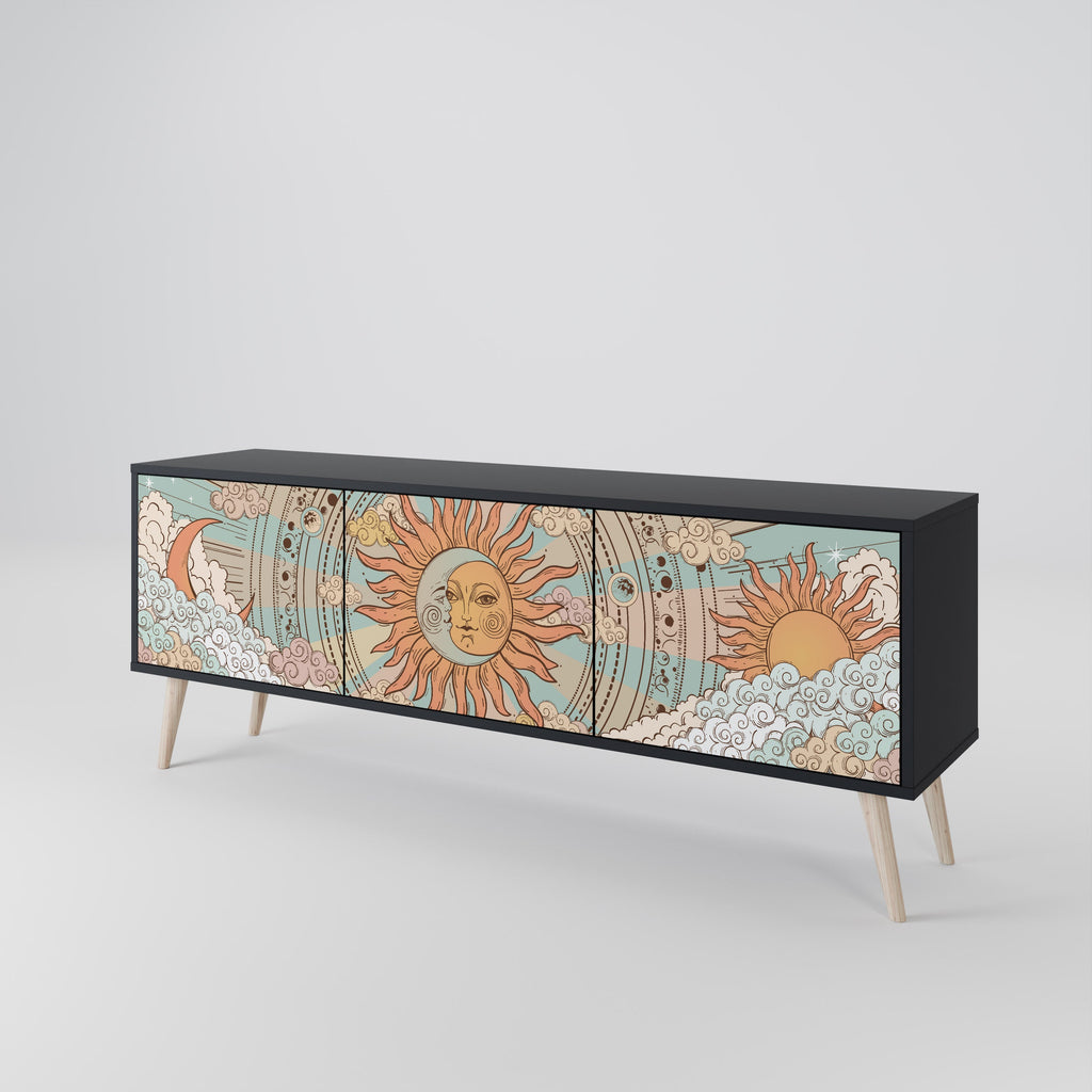 MYSTICAL STRUCTURE Móvel de TV com 3 Portas em Acabamento Preto