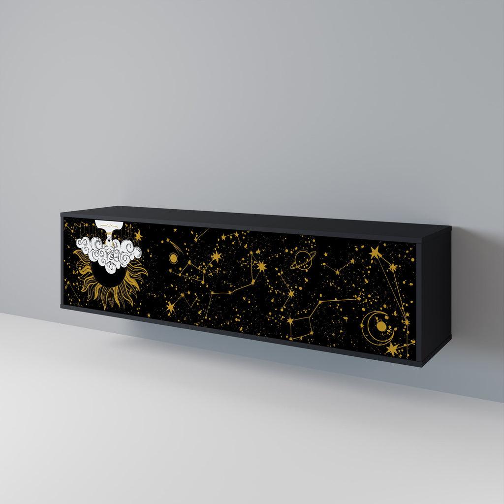 STELLAR CONSTELLATIONS Móvel de TV com 3 Portas em Acabamento Preto