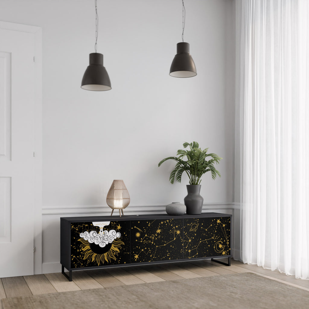 STELLAR CONSTELLATIONS Móvel de TV com 3 Portas em Acabamento Preto