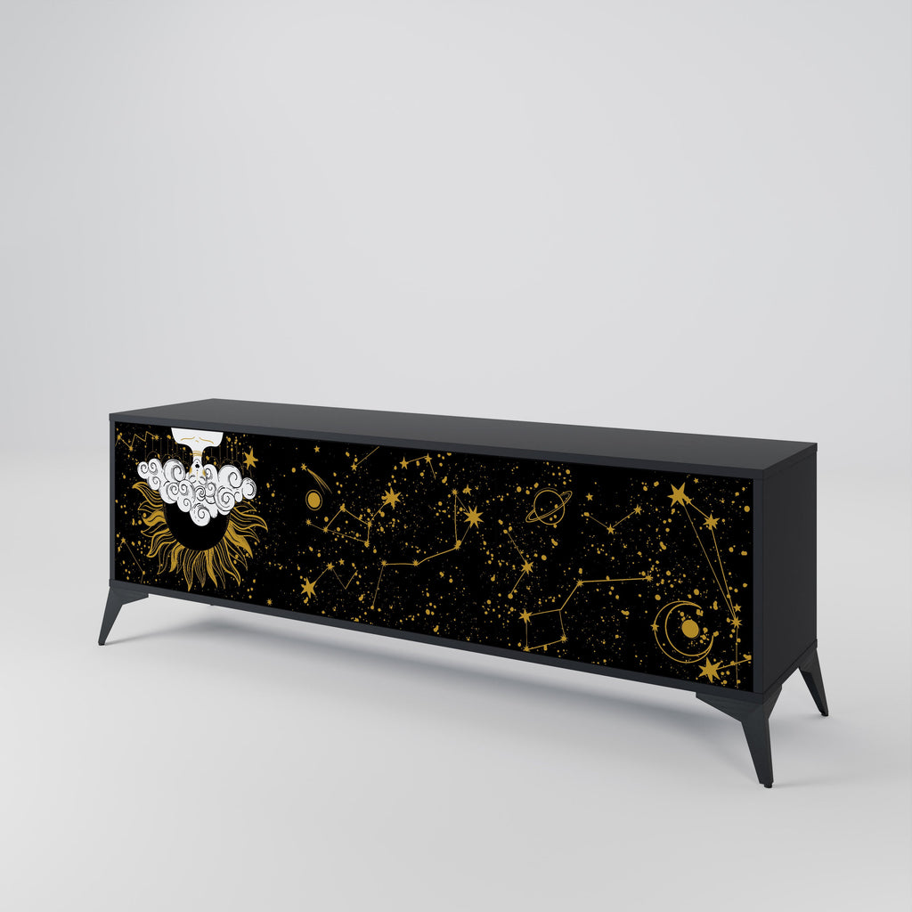 STELLAR CONSTELLATIONS Móvel de TV com 3 Portas em Acabamento Preto
