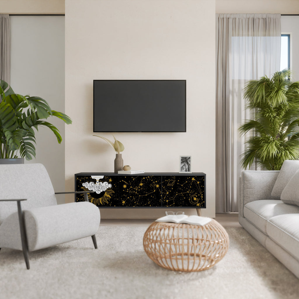 STELLAR CONSTELLATIONS Móvel de TV com 3 Portas em Acabamento Preto