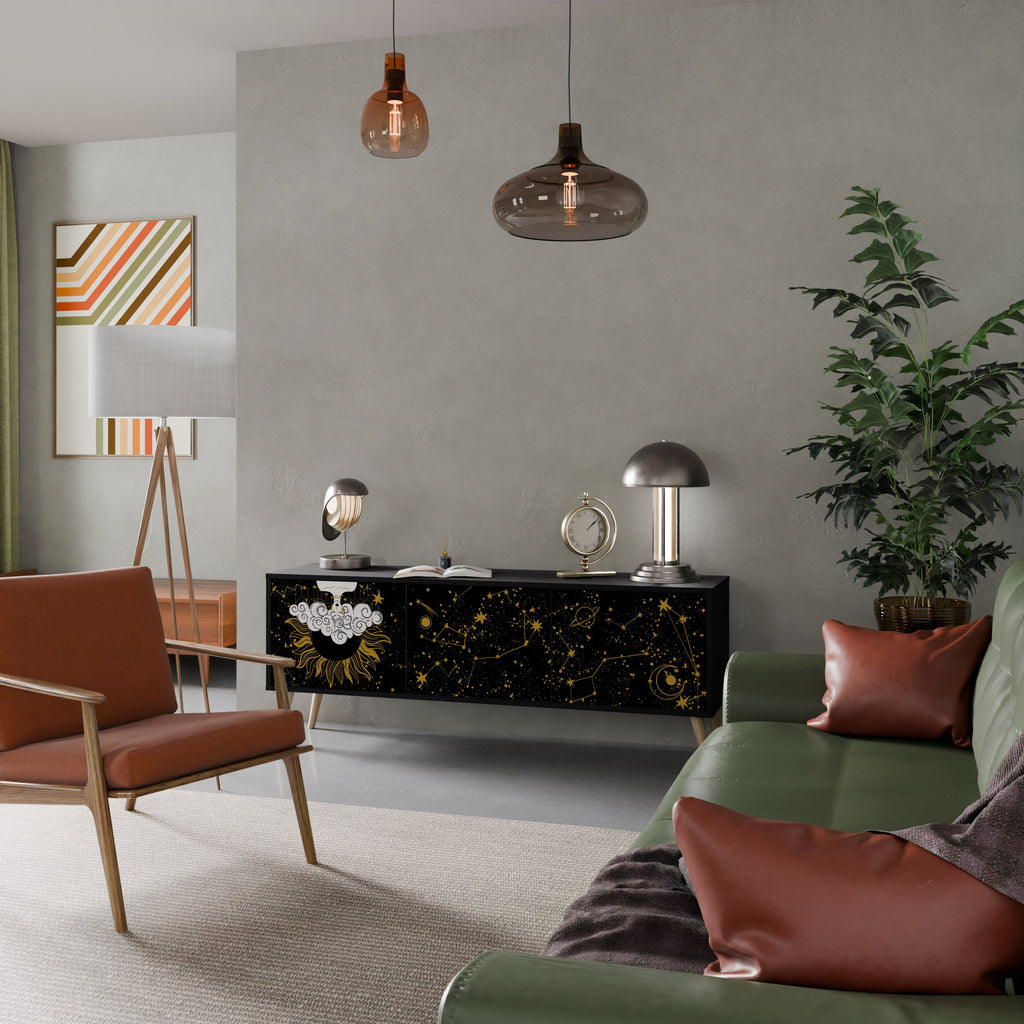 STELLAR CONSTELLATIONS Móvel de TV com 3 Portas em Acabamento Preto