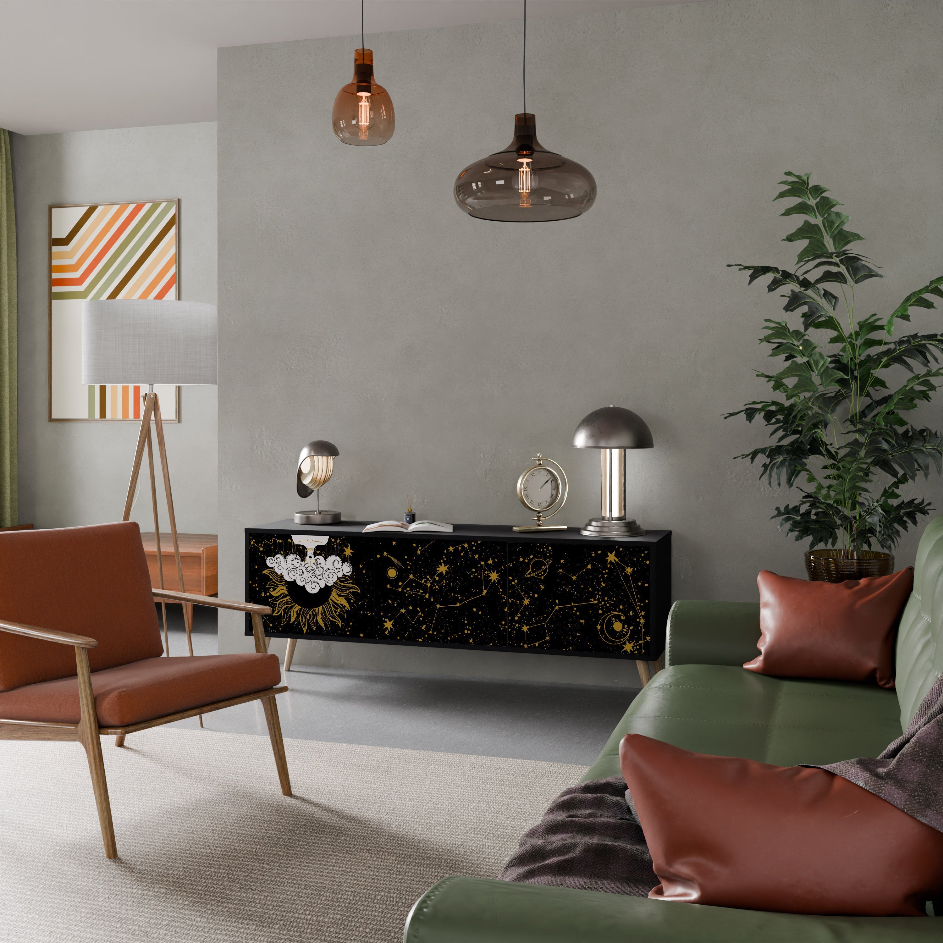 STELLAR CONSTELLATIONS Móvel de TV com 3 Portas em Acabamento Preto