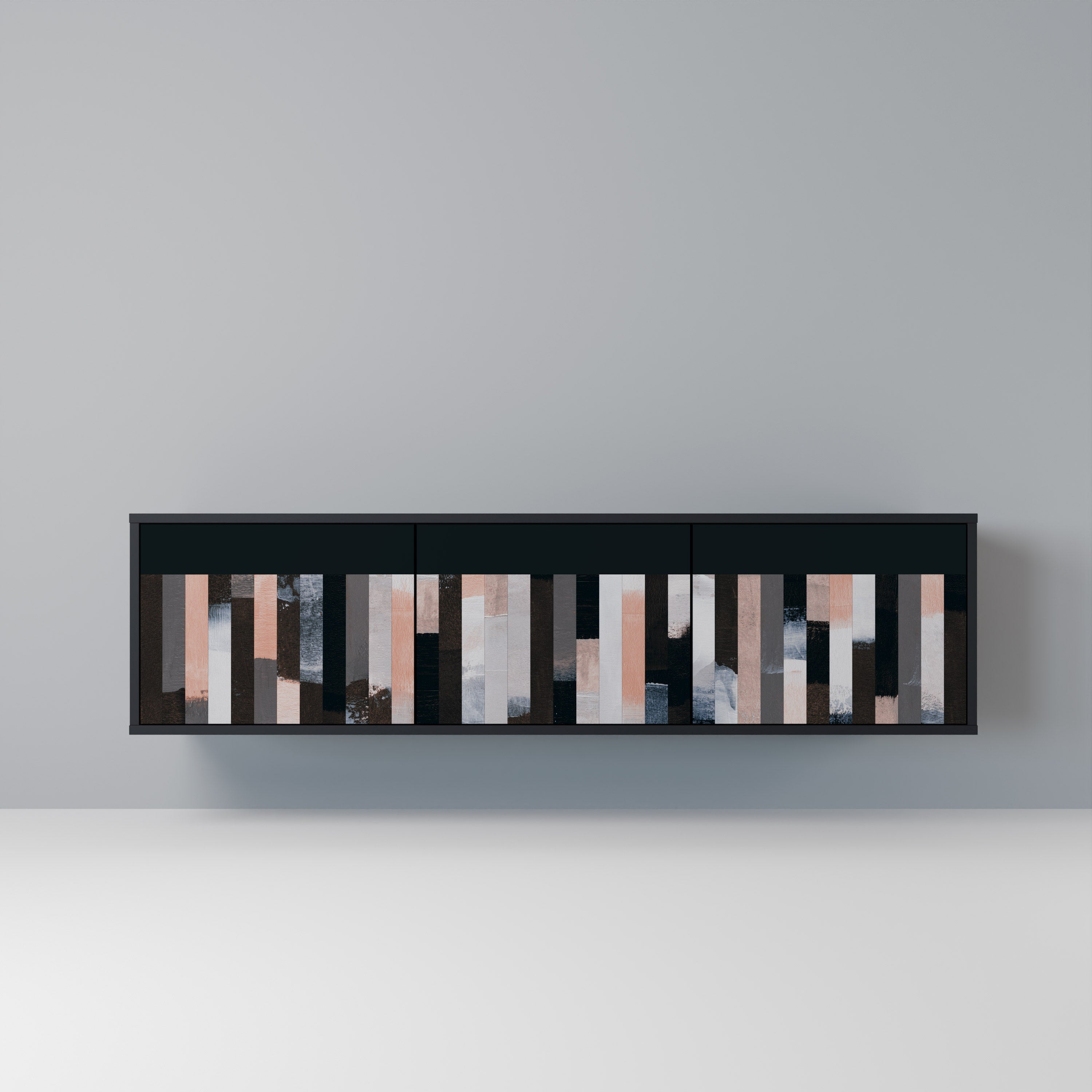 COLLAGE OF RECTANGLES Móvel de TV com 3 Portas em Acabamento Preto