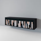 COLLAGE OF RECTANGLES 3-Door TV Stand in Black Finish