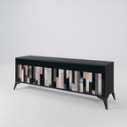 COLLAGE OF RECTANGLES 3-Door TV Stand in Black Finish