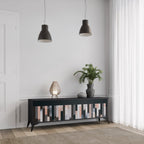 COLLAGE OF RECTANGLES 3-Door TV Stand in Black Finish