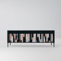 COLLAGE OF RECTANGLES 3-Door TV Stand in Black Finish