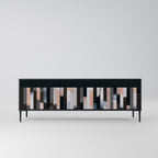 COLLAGE OF RECTANGLES 3-Door TV Stand in Black Finish