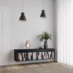 COLLAGE OF RECTANGLES 3-Door TV Stand in Black Finish