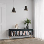 COLLAGE OF RECTANGLES 3-Door TV Stand in Black Finish