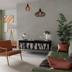 COLLAGE OF RECTANGLES 3-Door TV Stand in Black Finish