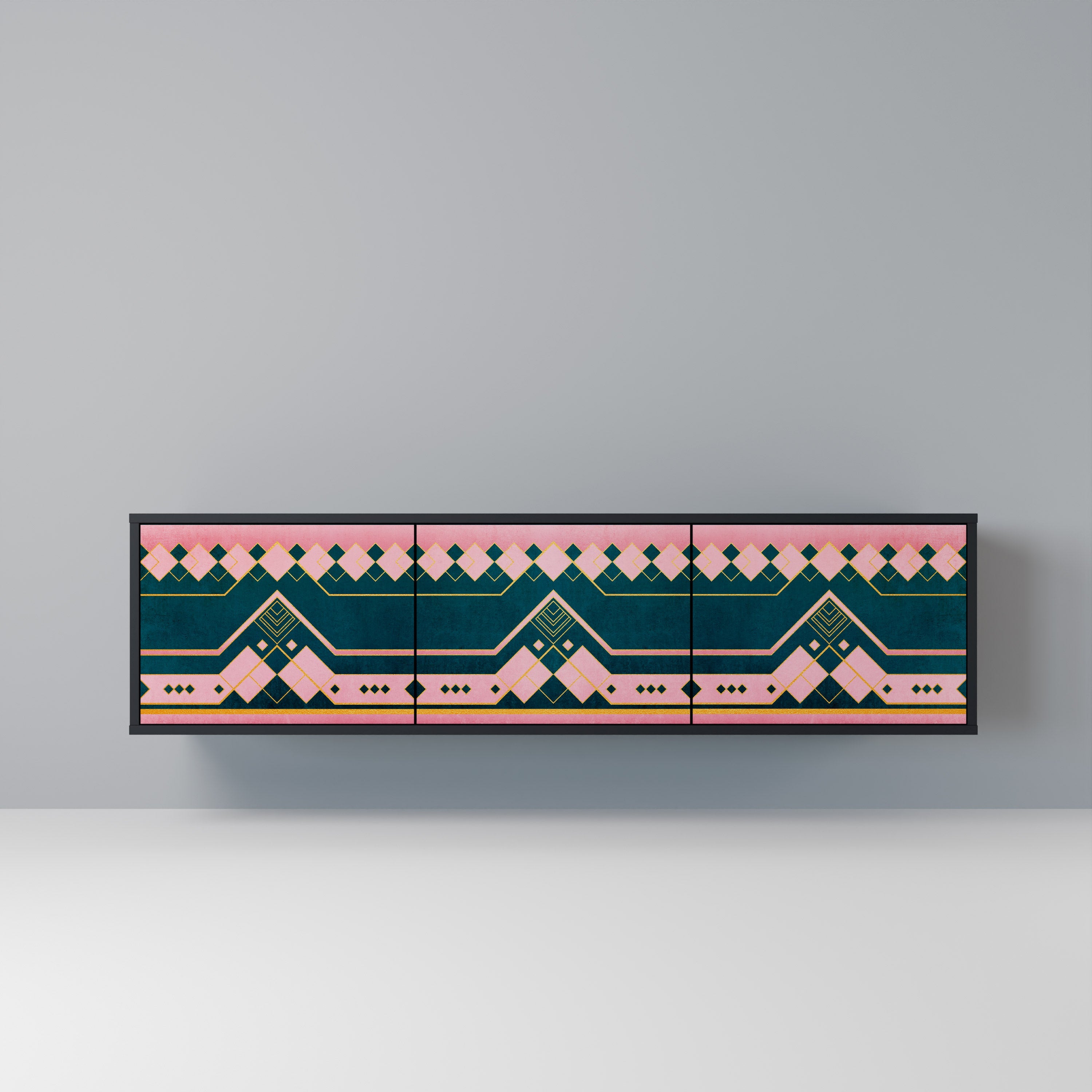 ROYAL COMPOSITION Móvel de TV com 3 Portas em Acabamento Preto