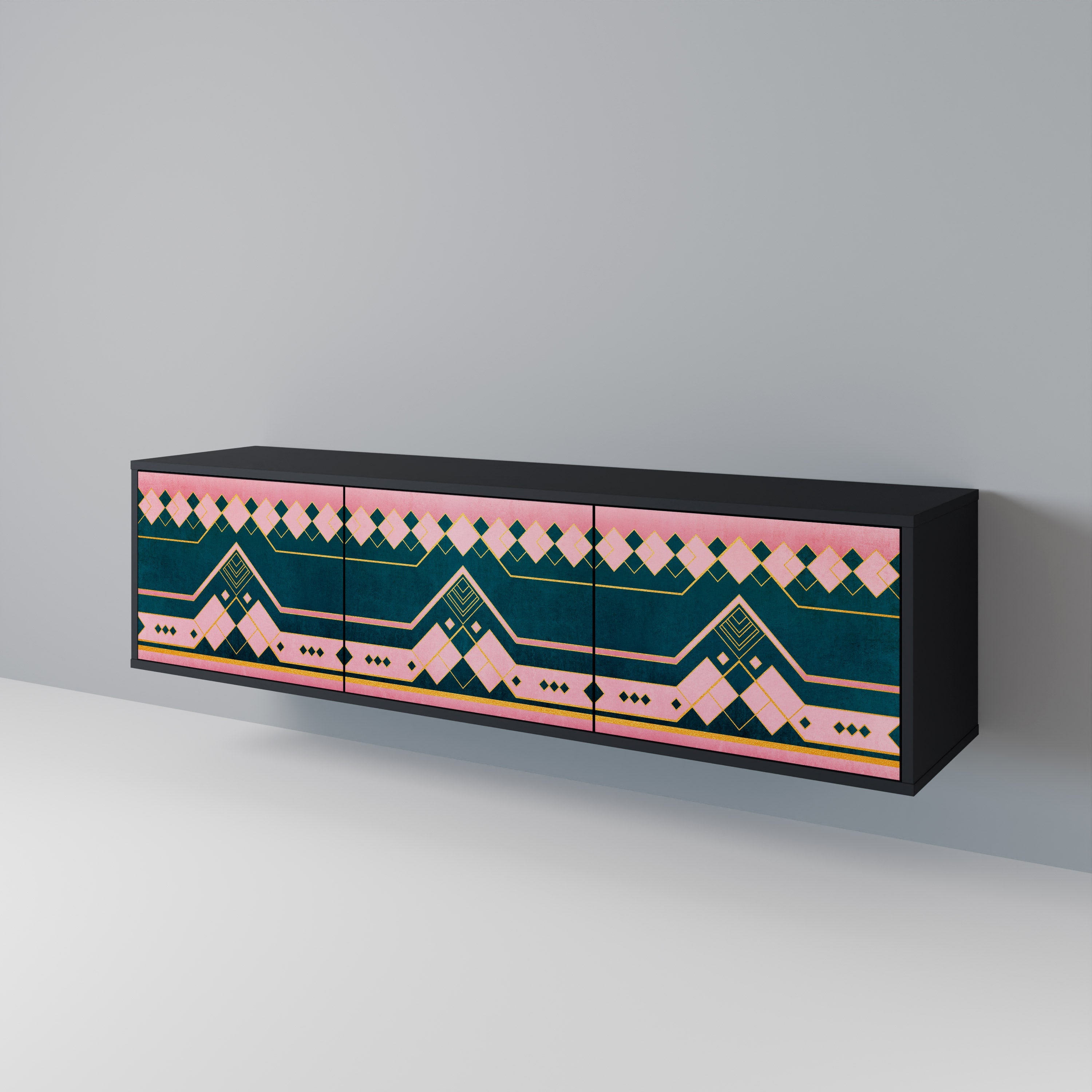 ROYAL COMPOSITION Móvel de TV com 3 Portas em Acabamento Preto