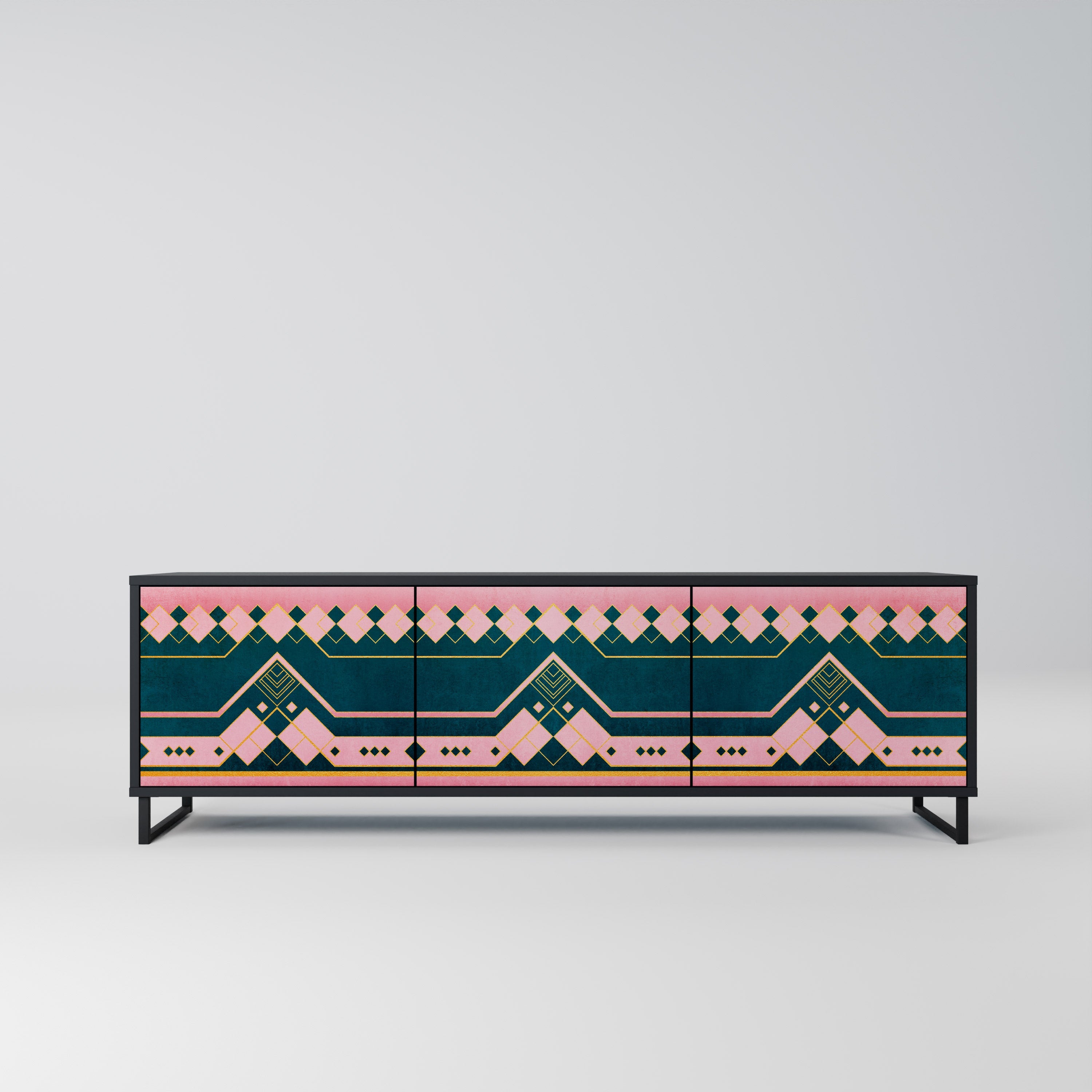 ROYAL COMPOSITION Móvel de TV com 3 Portas em Acabamento Preto