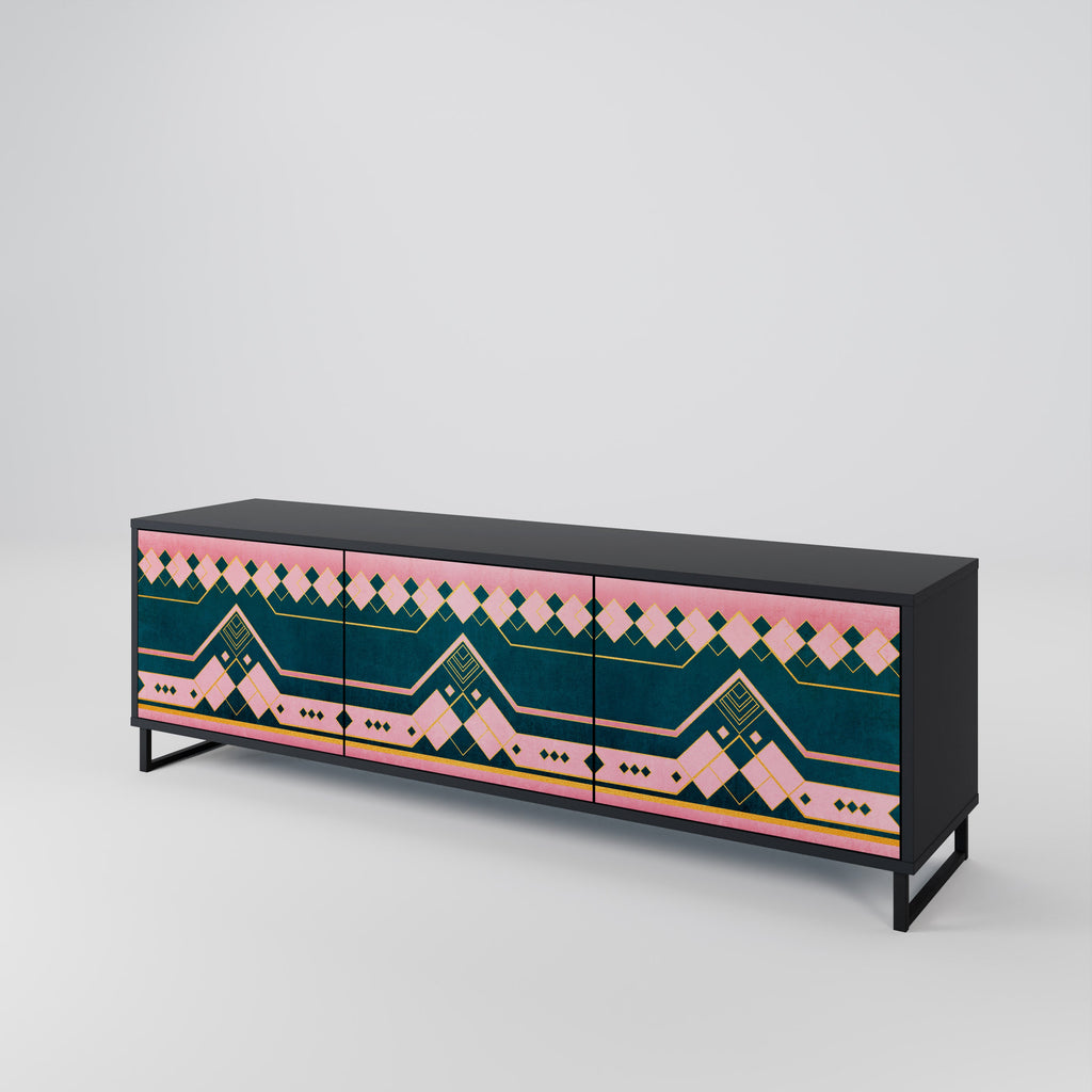 ROYAL COMPOSITION Móvel de TV com 3 Portas em Acabamento Preto