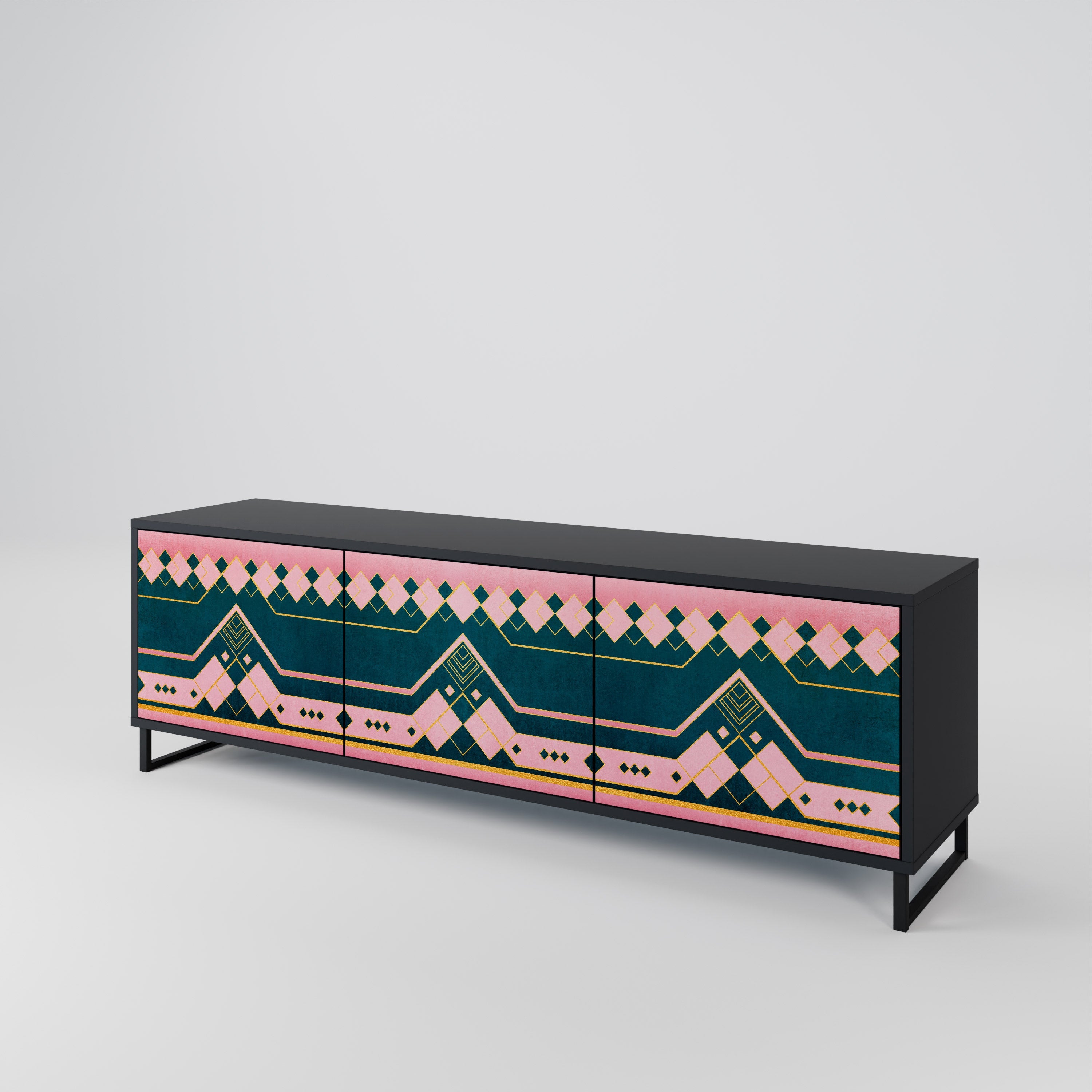 ROYAL COMPOSITION Móvel de TV com 3 Portas em Acabamento Preto