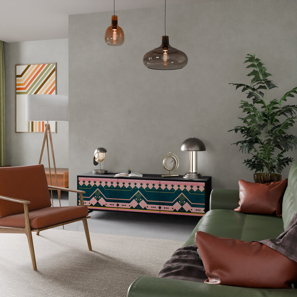 ROYAL COMPOSITION Móvel de TV com 3 Portas em Acabamento Preto