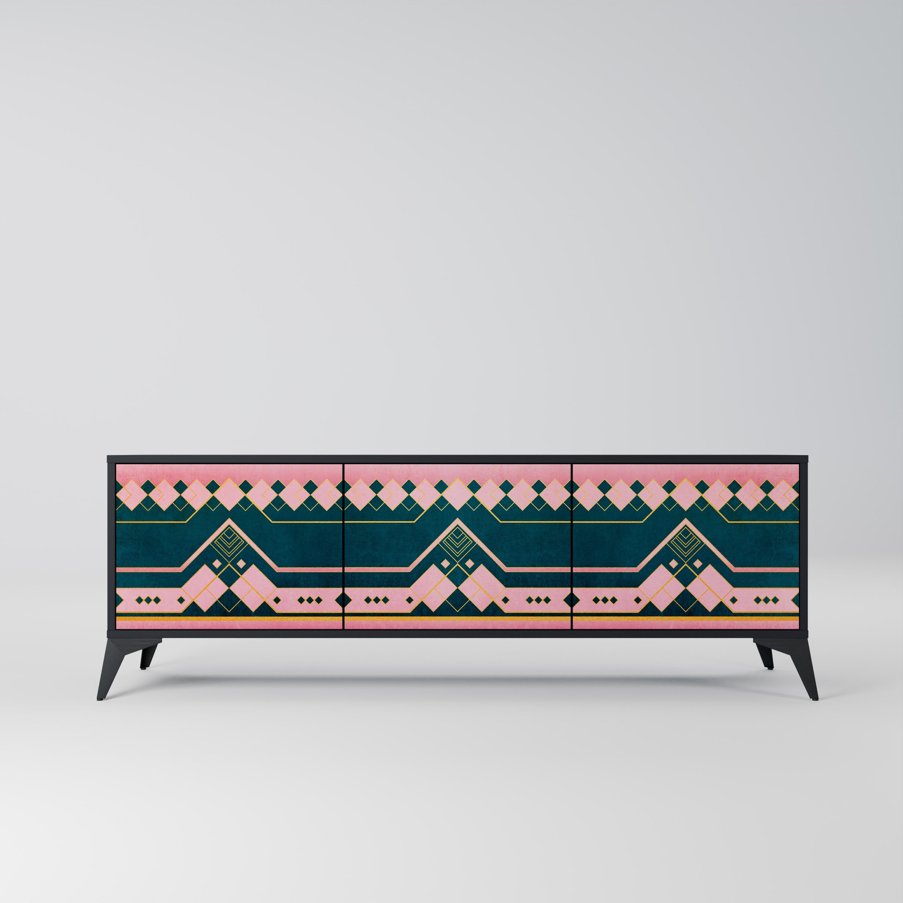 ROYAL COMPOSITION Móvel de TV com 3 Portas em Acabamento Preto