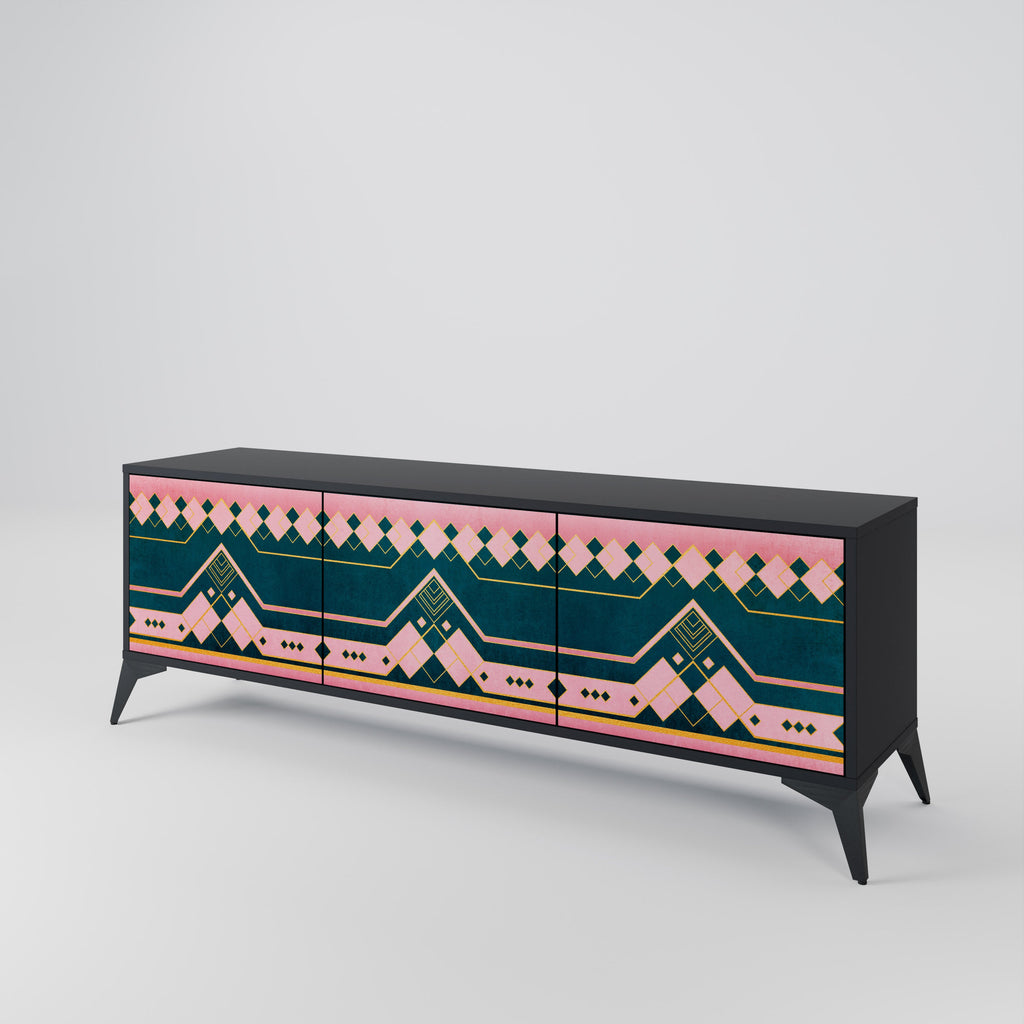 ROYAL COMPOSITION Móvel de TV com 3 Portas em Acabamento Preto