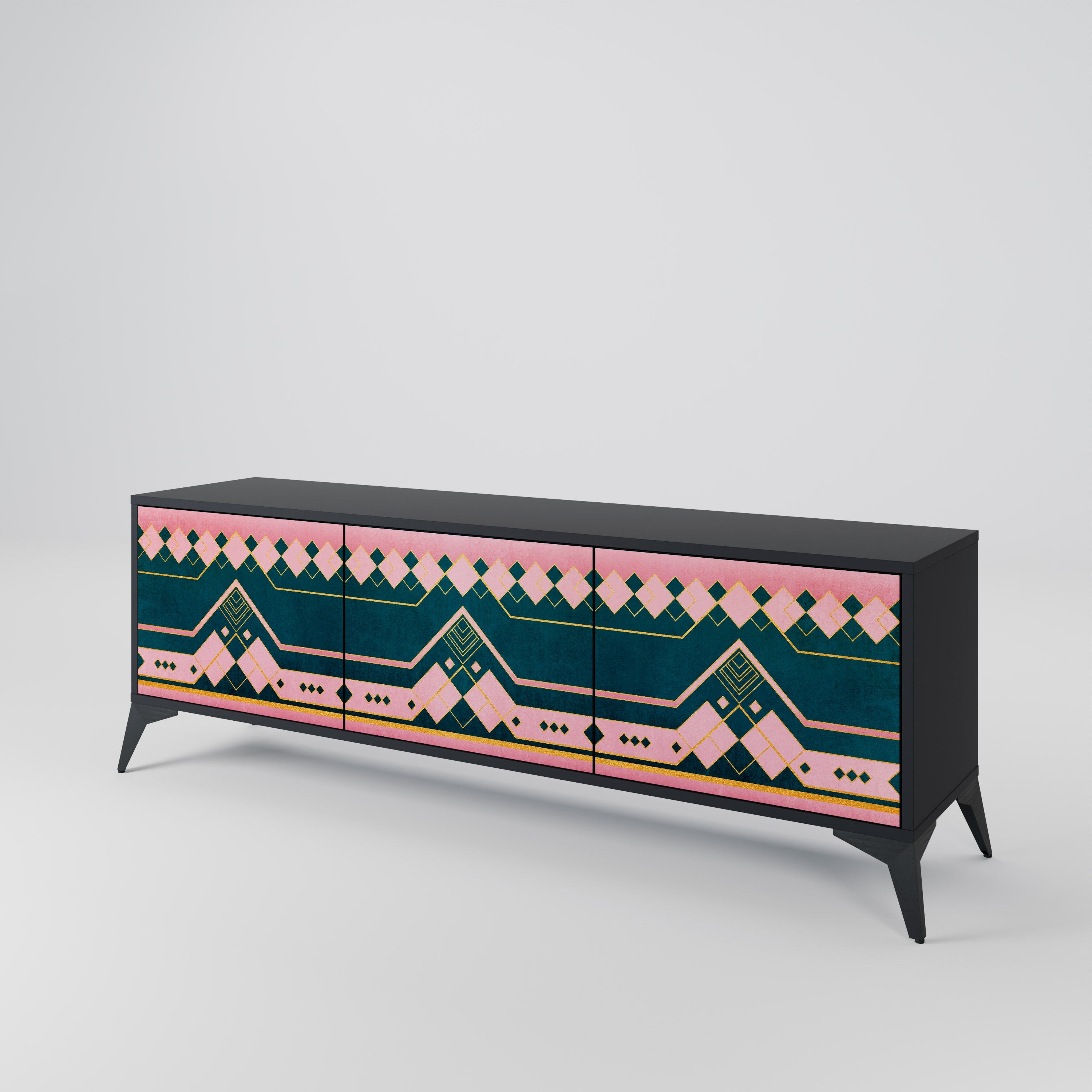 ROYAL COMPOSITION Móvel de TV com 3 Portas em Acabamento Preto