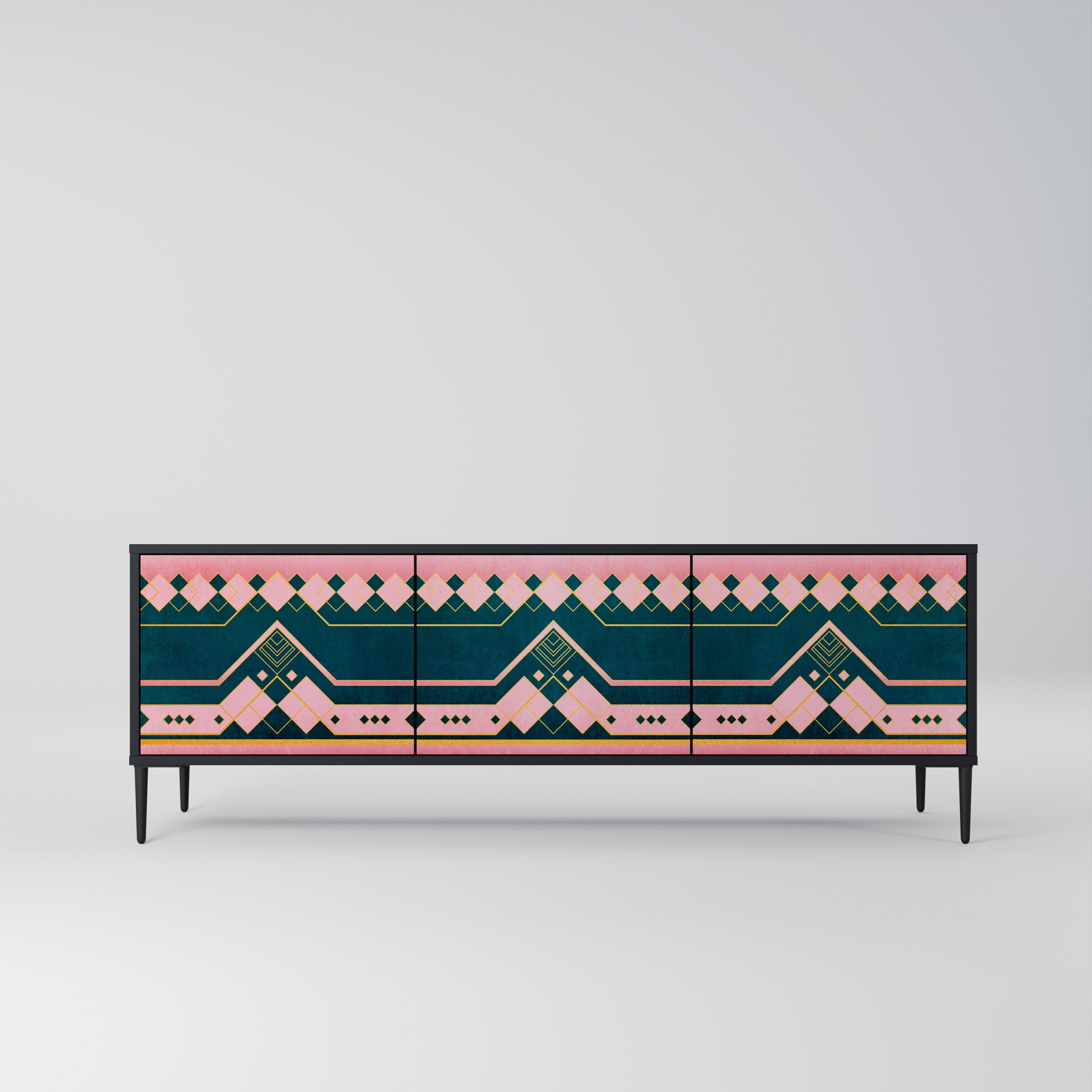 ROYAL COMPOSITION Móvel de TV com 3 Portas em Acabamento Preto