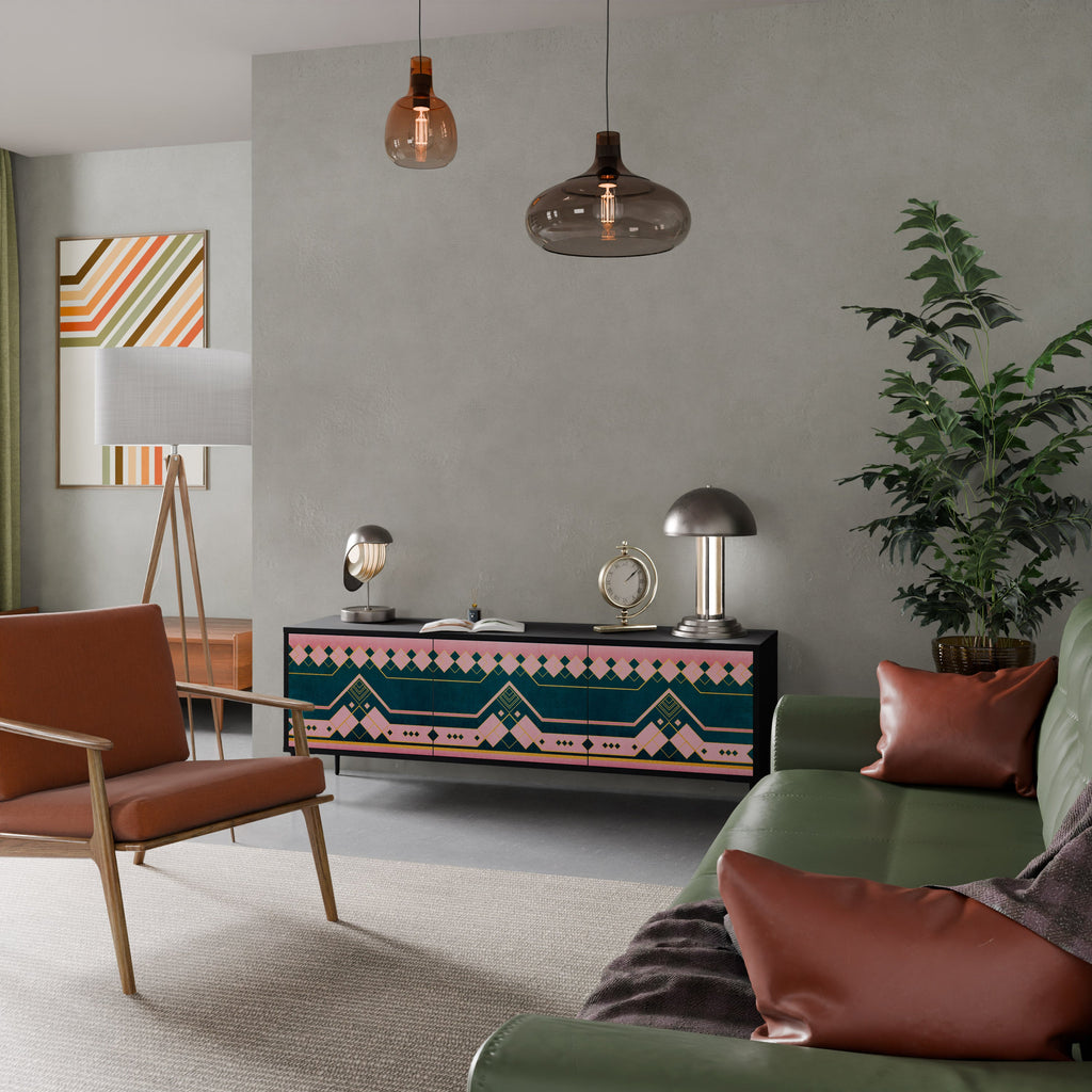 ROYAL COMPOSITION Móvel de TV com 3 Portas em Acabamento Preto