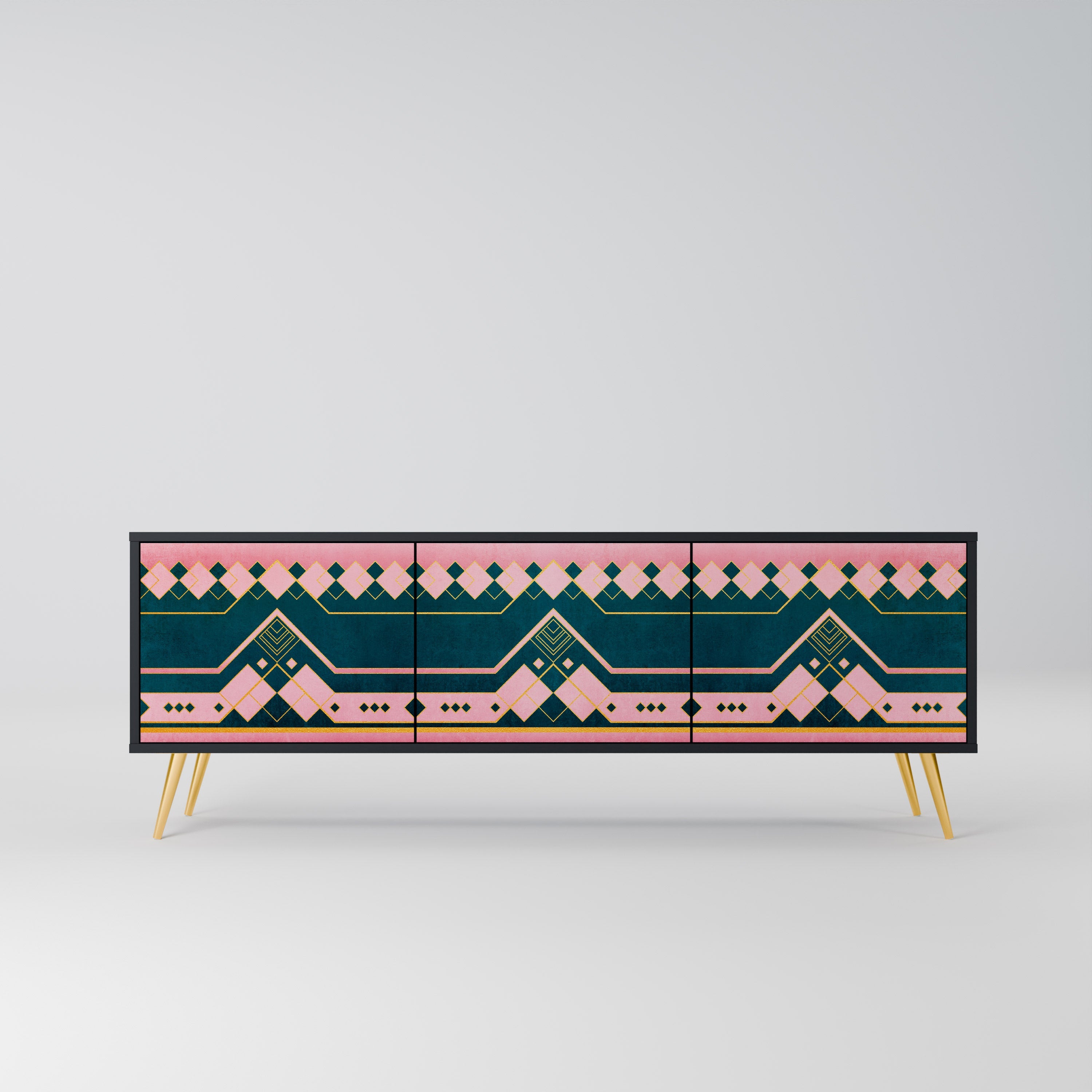 ROYAL COMPOSITION Móvel de TV com 3 Portas em Acabamento Preto