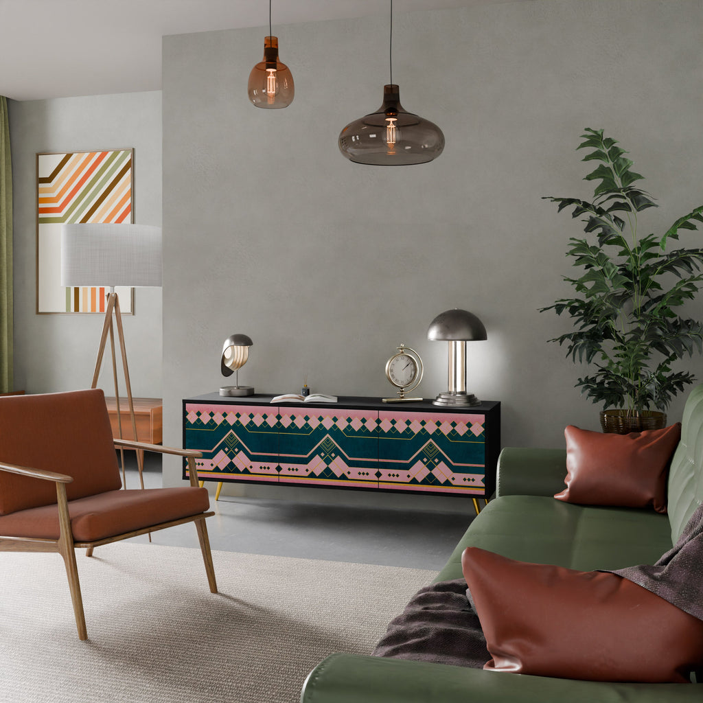 ROYAL COMPOSITION Móvel de TV com 3 Portas em Acabamento Preto