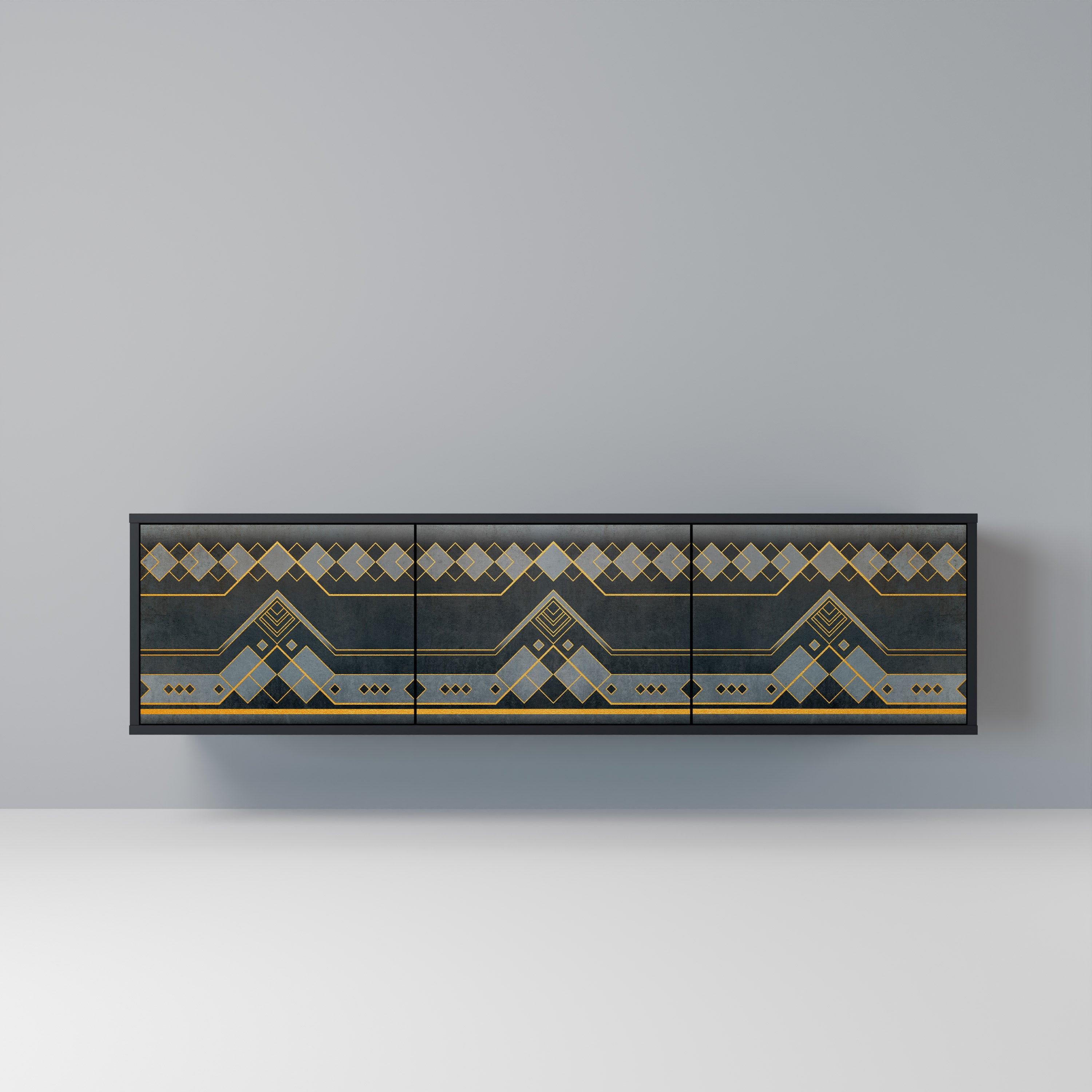 ROYAL ORDINARINESS Móvel de TV com 3 Portas em Acabamento Preto