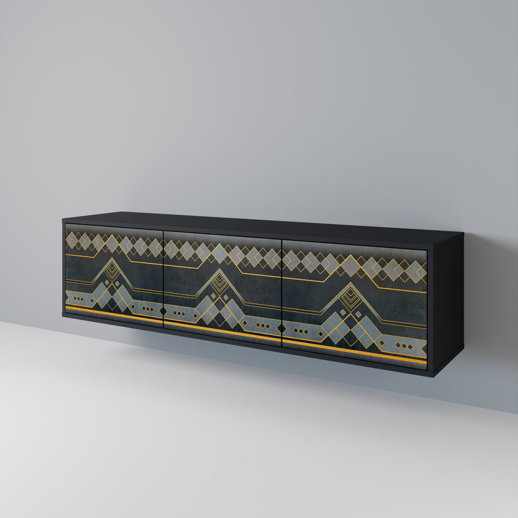 ROYAL ORDINARINESS 3-Door TV Stand in Black Finish