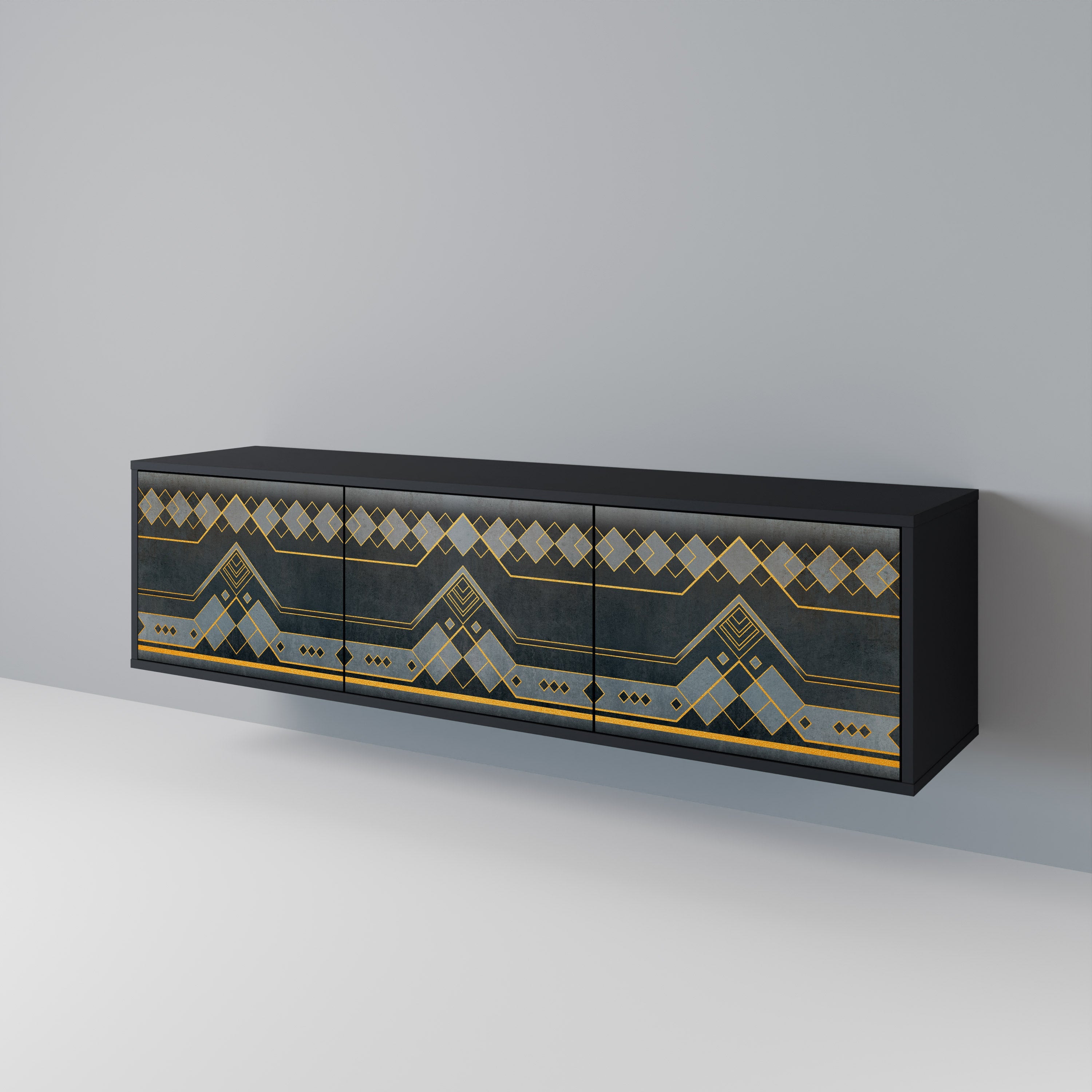 ROYAL ORDINARINESS 3-Door TV Stand in Black Finish