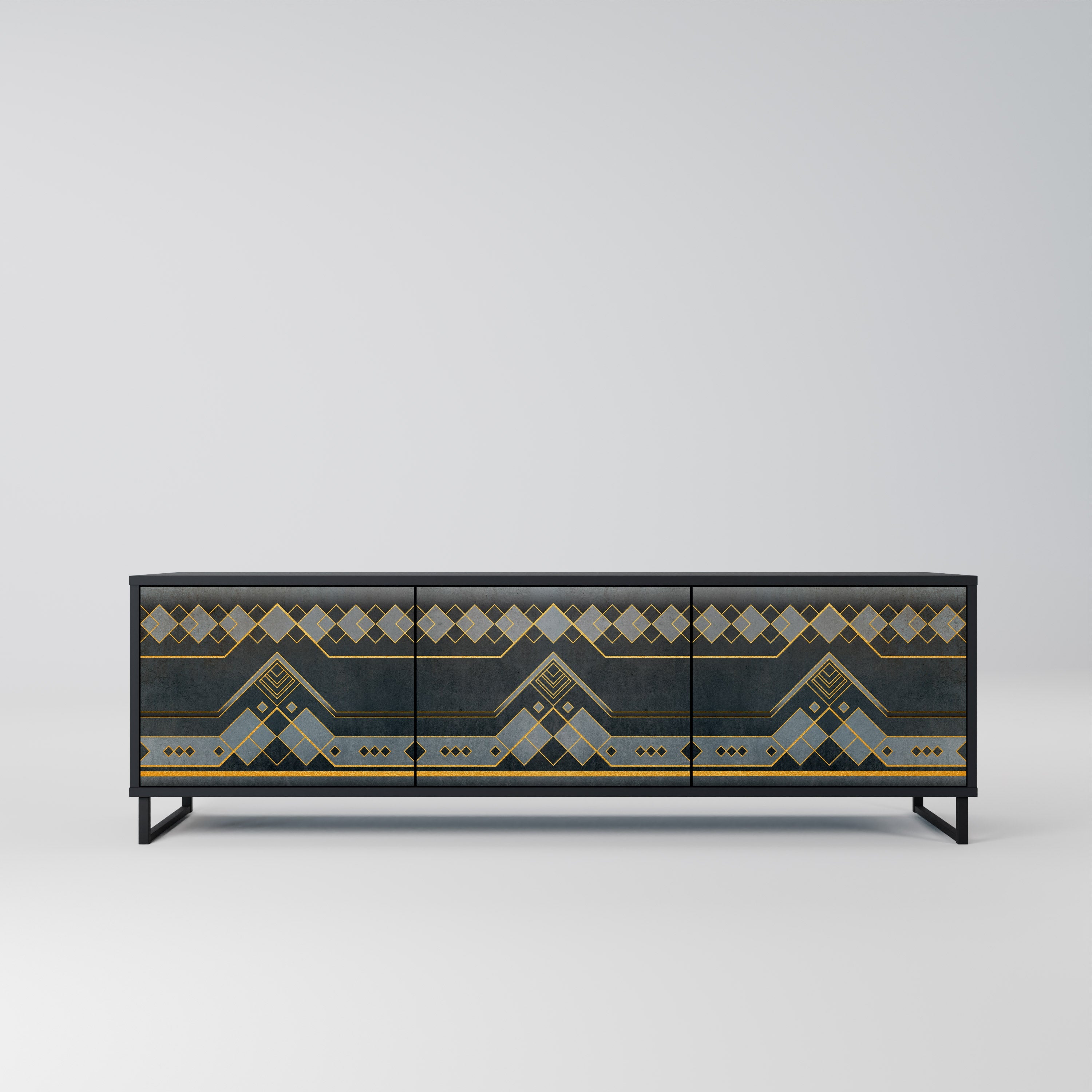 ROYAL ORDINARINESS Móvel de TV com 3 Portas em Acabamento Preto