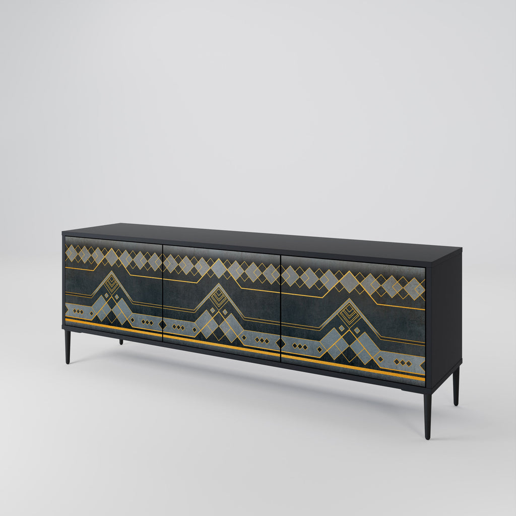 ROYAL ORDINARINESS 3-Door TV Stand in Black Finish