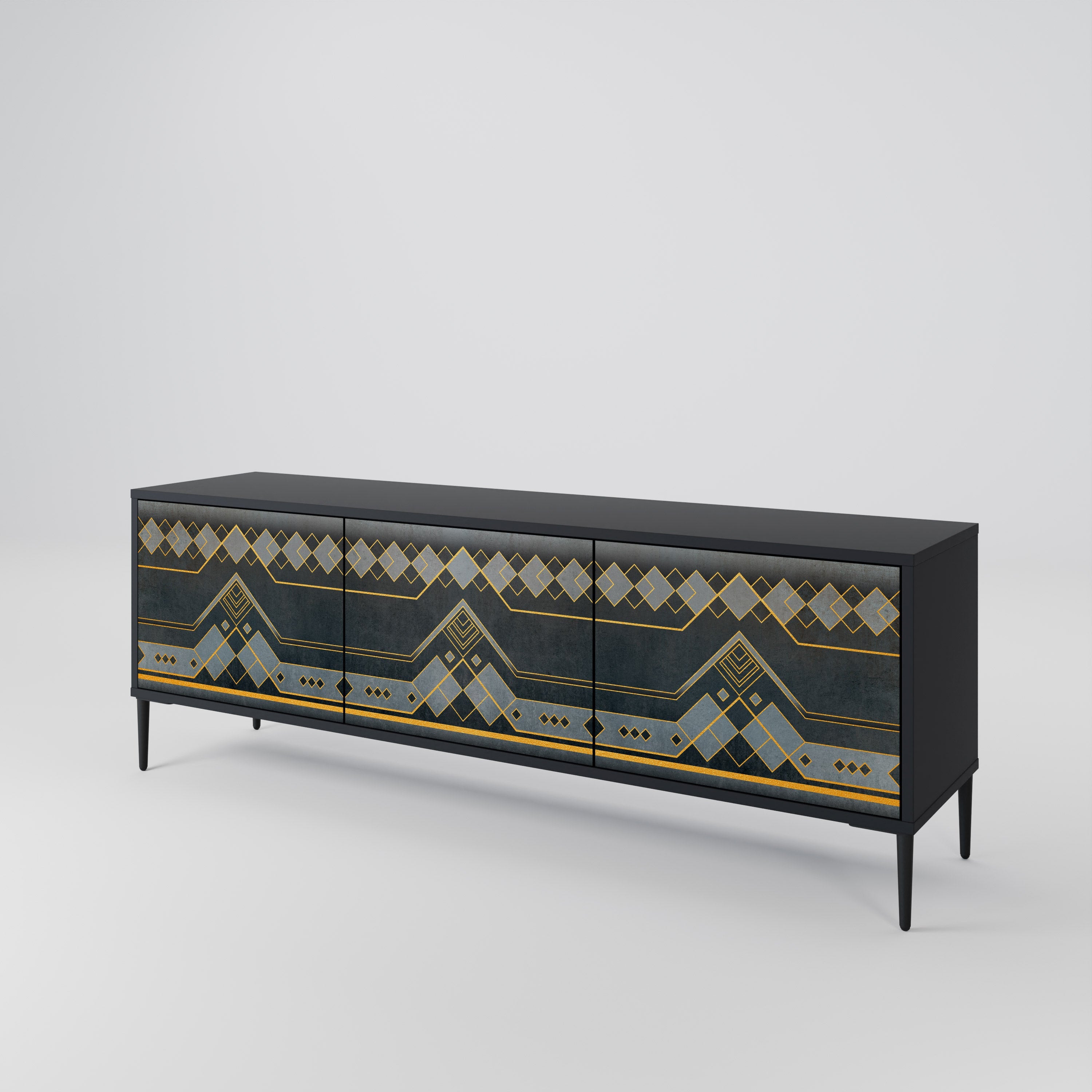 ROYAL ORDINARINESS Móvel de TV com 3 Portas em Acabamento Preto